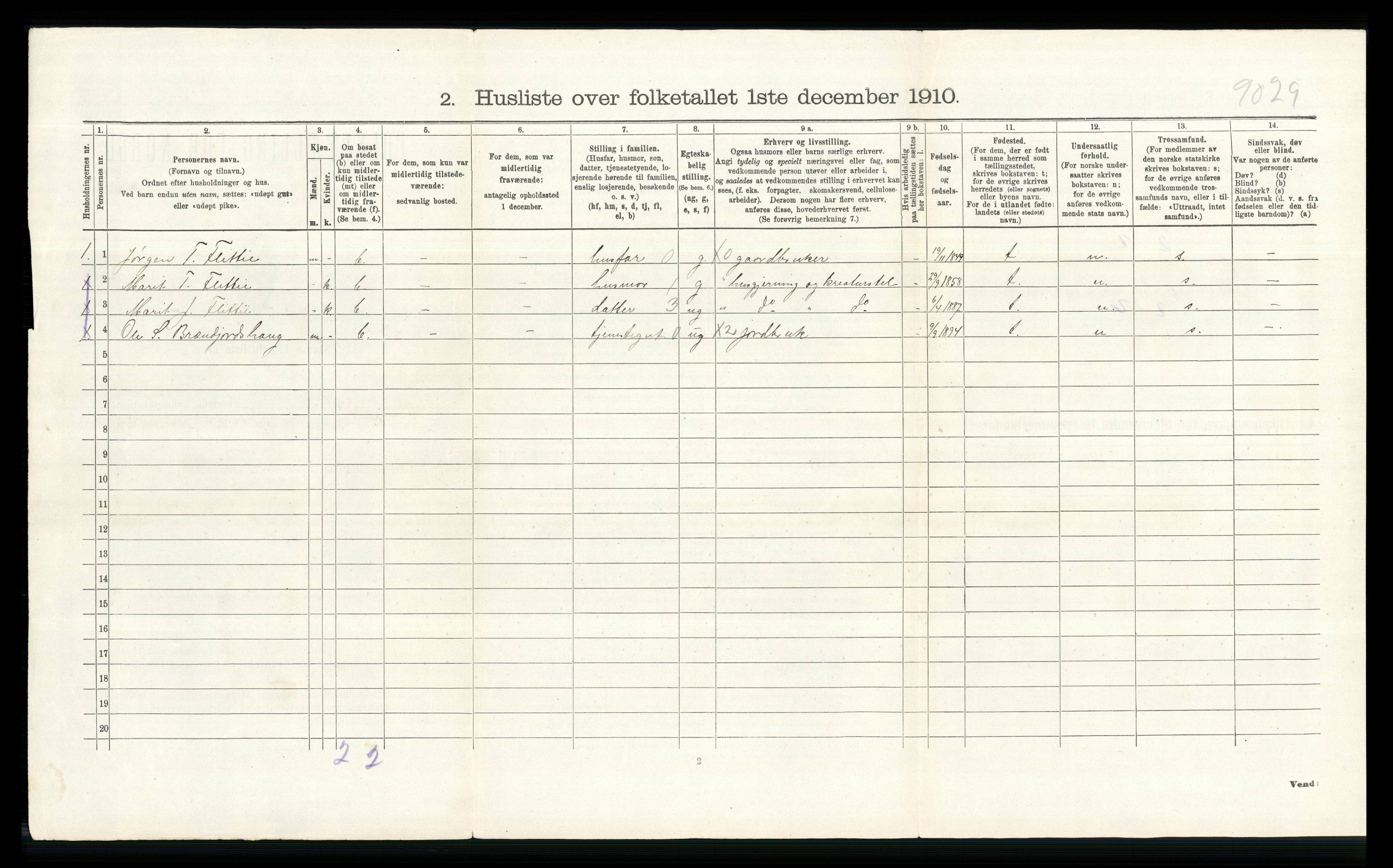 RA, 1910 census for Lesja, 1910, p. 564