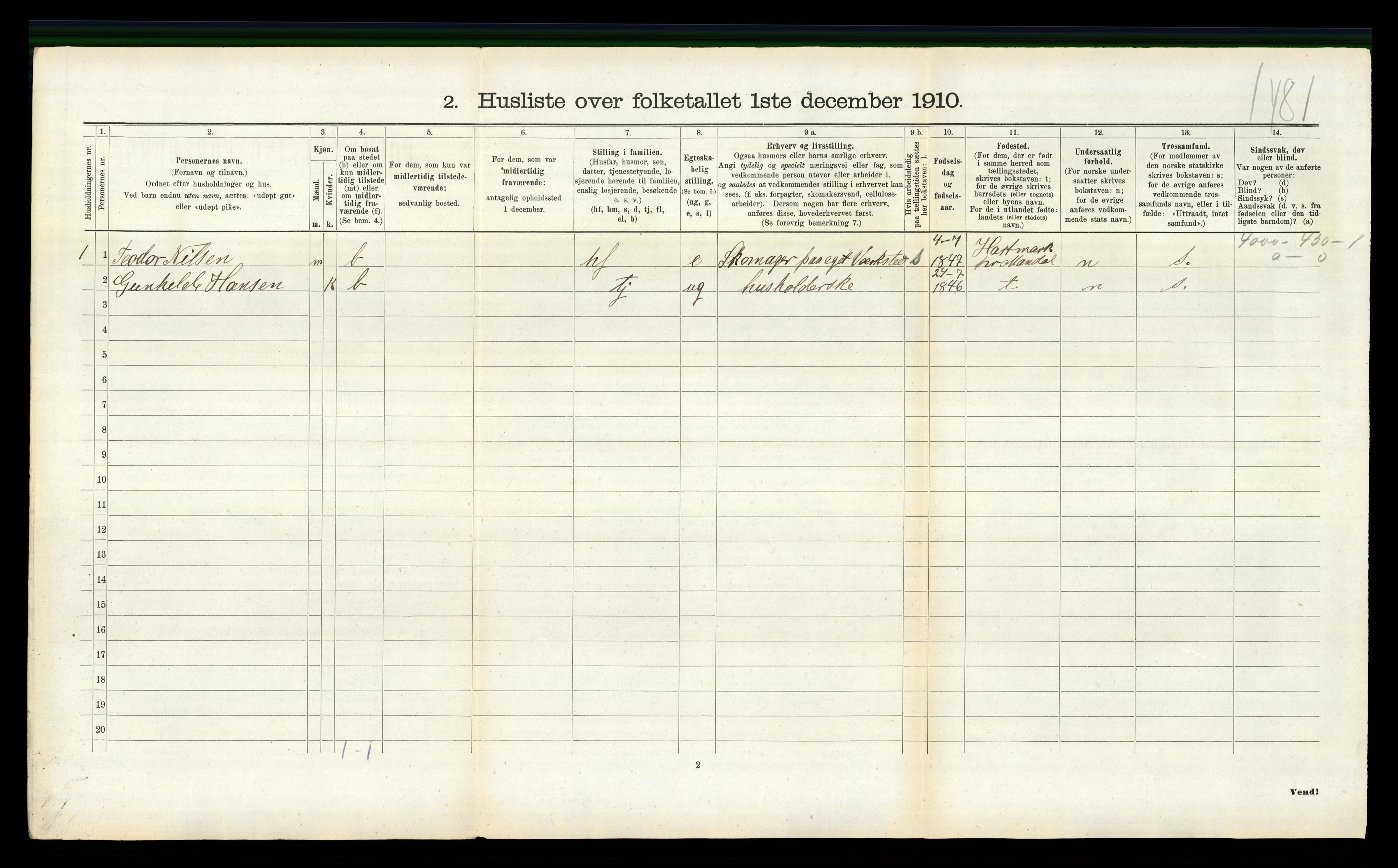 RA, 1910 census for Søgne, 1910, p. 663