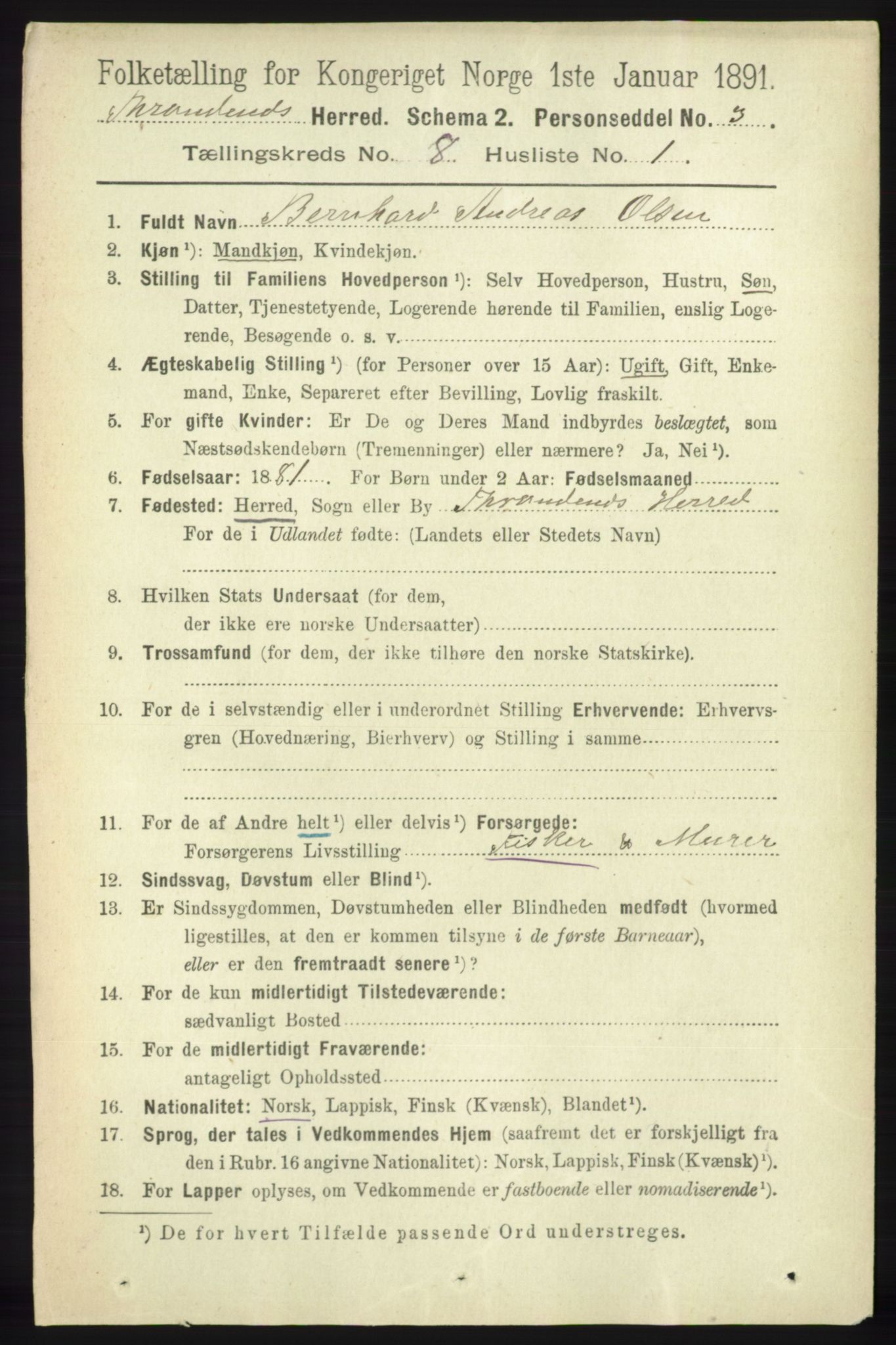 RA, 1891 census for 1914 Trondenes, 1891, p. 5767