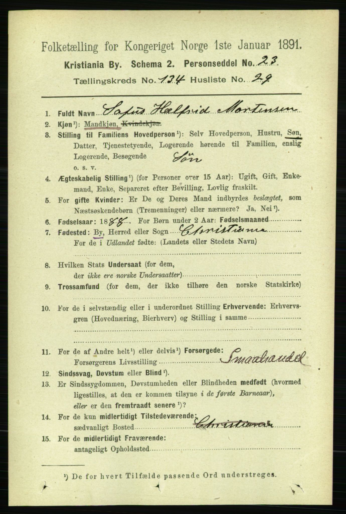 RA, 1891 census for 0301 Kristiania, 1891, p. 74076