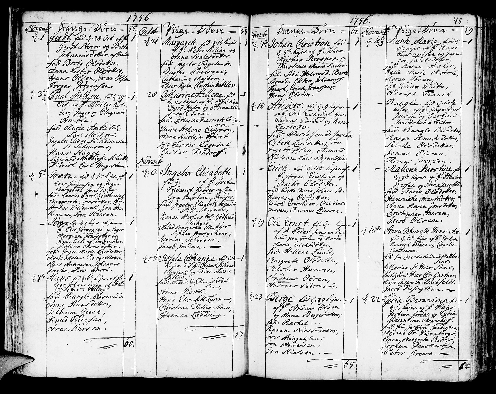 Korskirken sokneprestembete, SAB/A-76101/H/Haa/L0005: Parish register (official) no. A 5, 1751-1789, p. 40