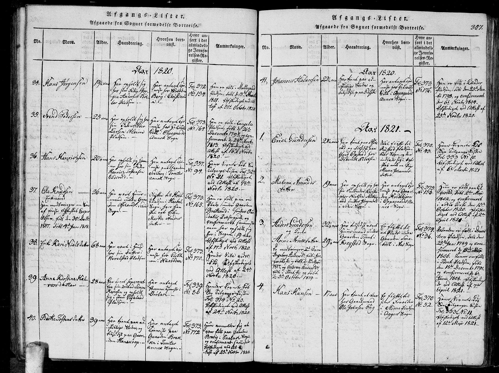 Kråkstad prestekontor Kirkebøker, AV/SAO-A-10125a/G/Ga/L0001: Parish register (copy) no. I 1, 1813-1824, p. 307