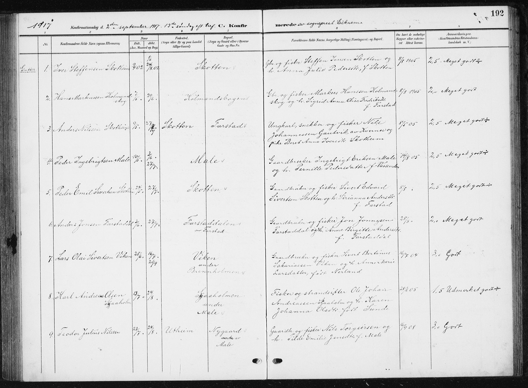 Ministerialprotokoller, klokkerbøker og fødselsregistre - Møre og Romsdal, AV/SAT-A-1454/567/L0784: Parish register (copy) no. 567C04, 1903-1938, p. 192