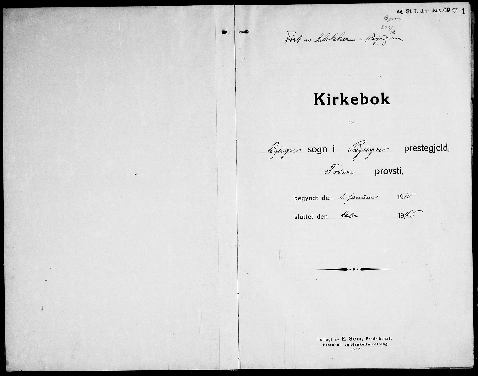 Ministerialprotokoller, klokkerbøker og fødselsregistre - Sør-Trøndelag, SAT/A-1456/651/L0648: Parish register (copy) no. 651C02, 1915-1945, p. 1