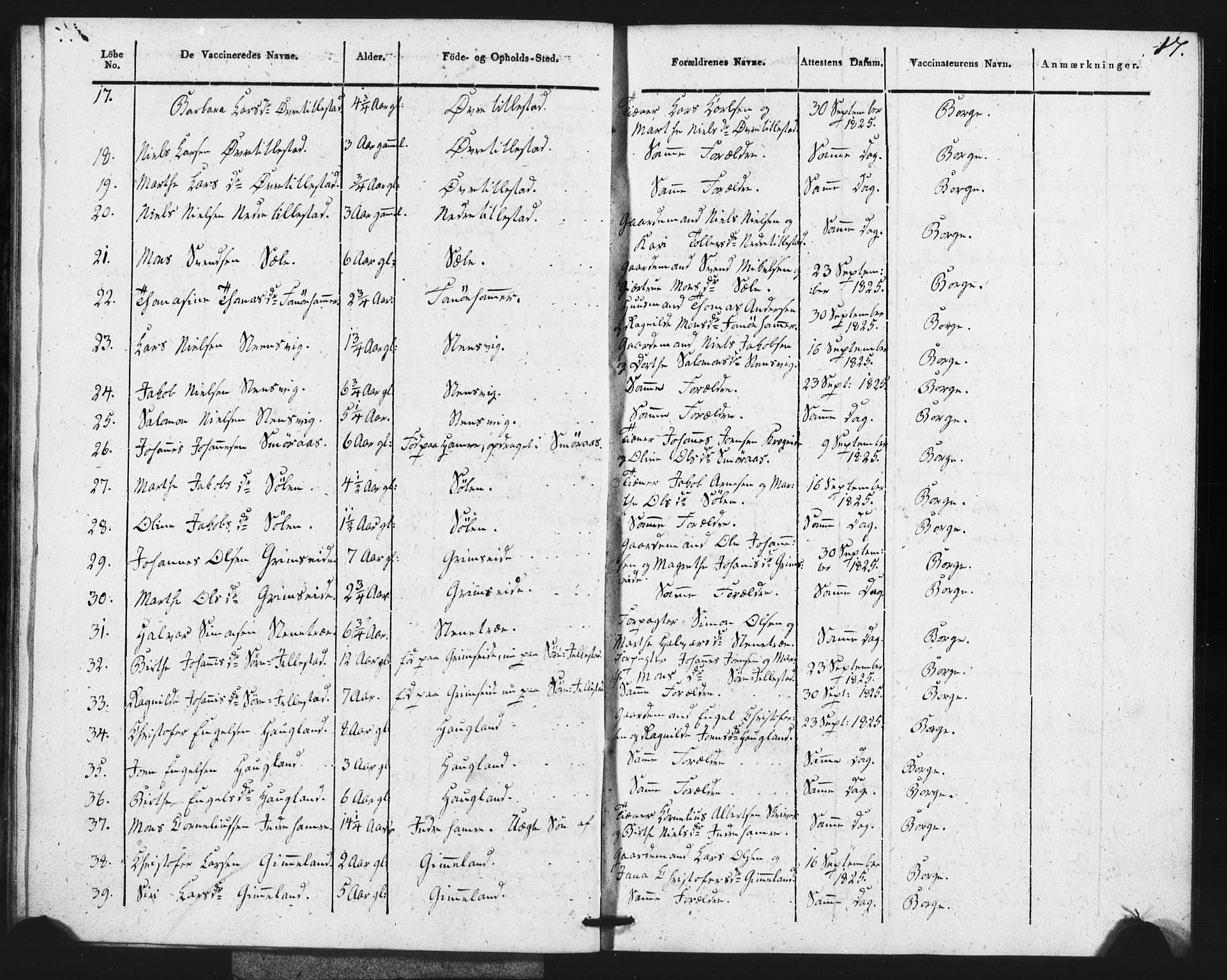 Fana Sokneprestembete, SAB/A-75101/H/Haa/Haaa/L0013: Parish register (official) no. A 13, 1819-1833, p. 17