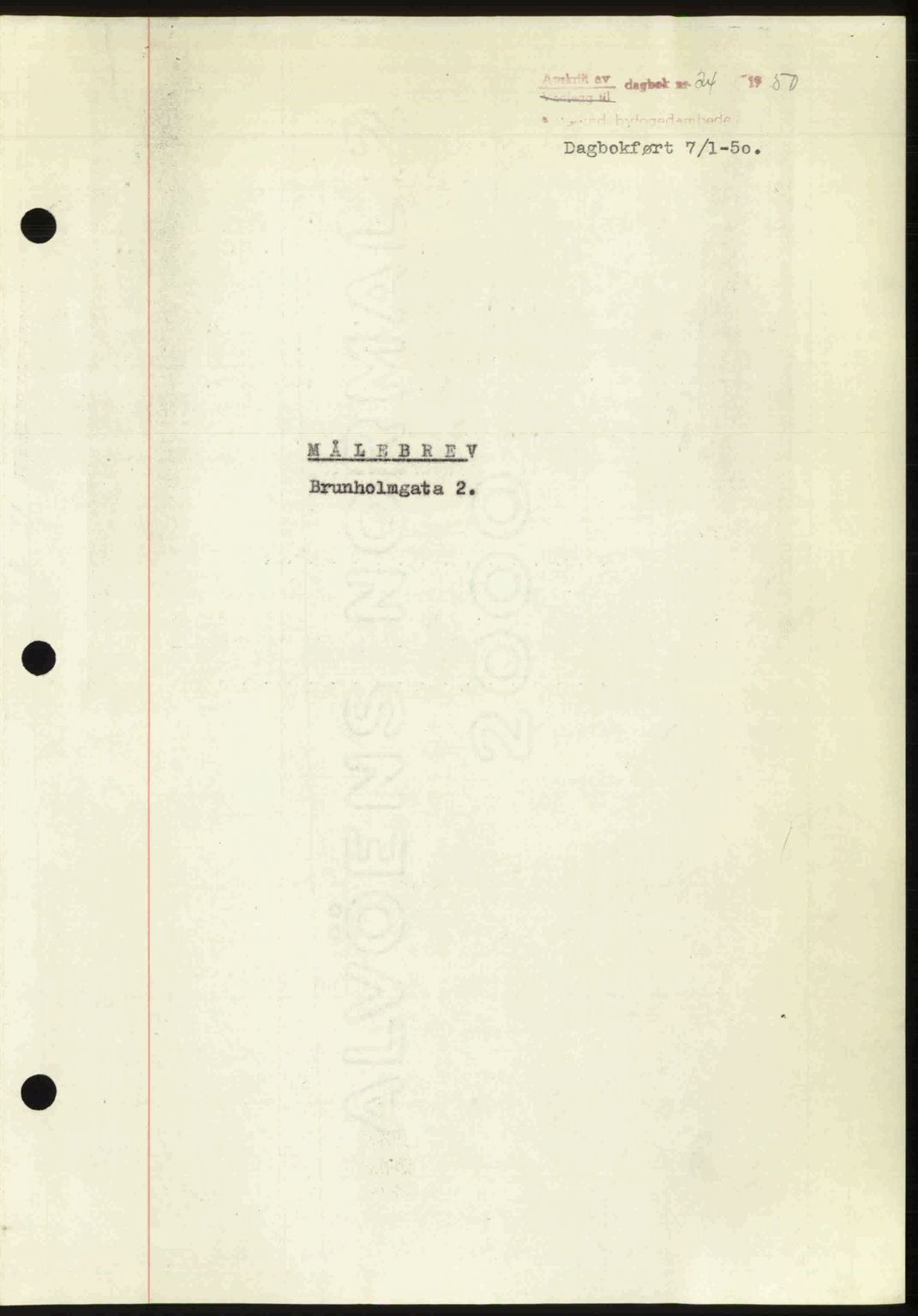 Ålesund byfogd, AV/SAT-A-4384: Mortgage book no. 37A (2), 1949-1950, Diary no: : 24/1950