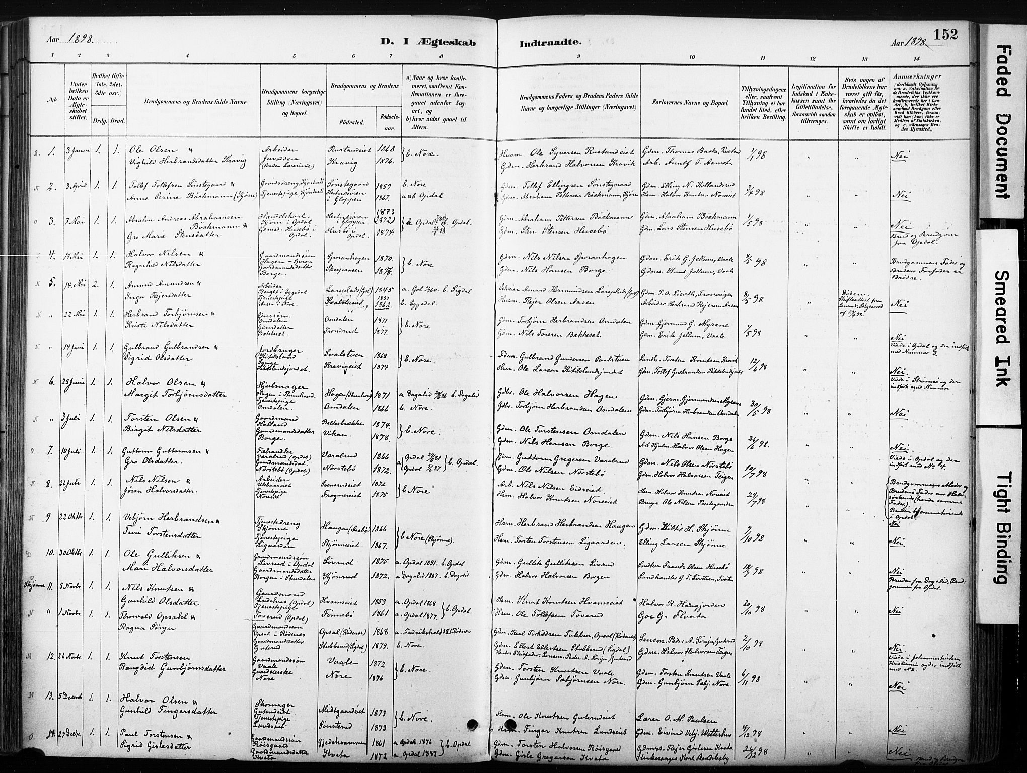 Nore kirkebøker, SAKO/A-238/F/Fb/L0002: Parish register (official) no. II 2, 1886-1906, p. 152