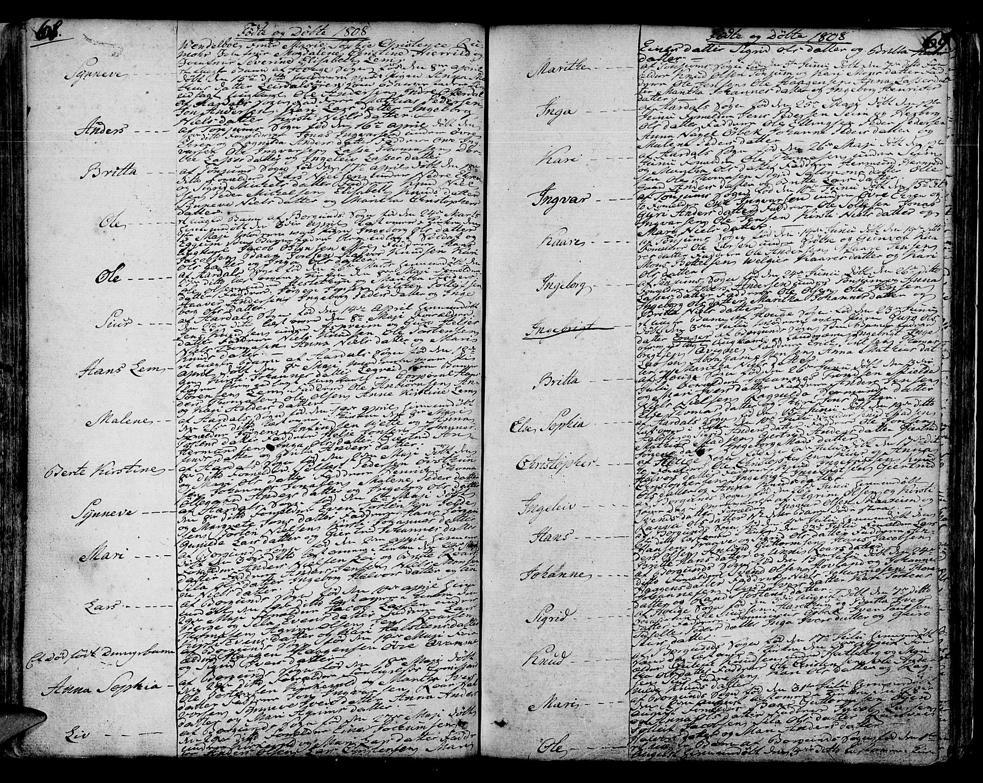 Lærdal sokneprestembete, SAB/A-81201: Parish register (official) no. A 4, 1805-1821, p. 68-69