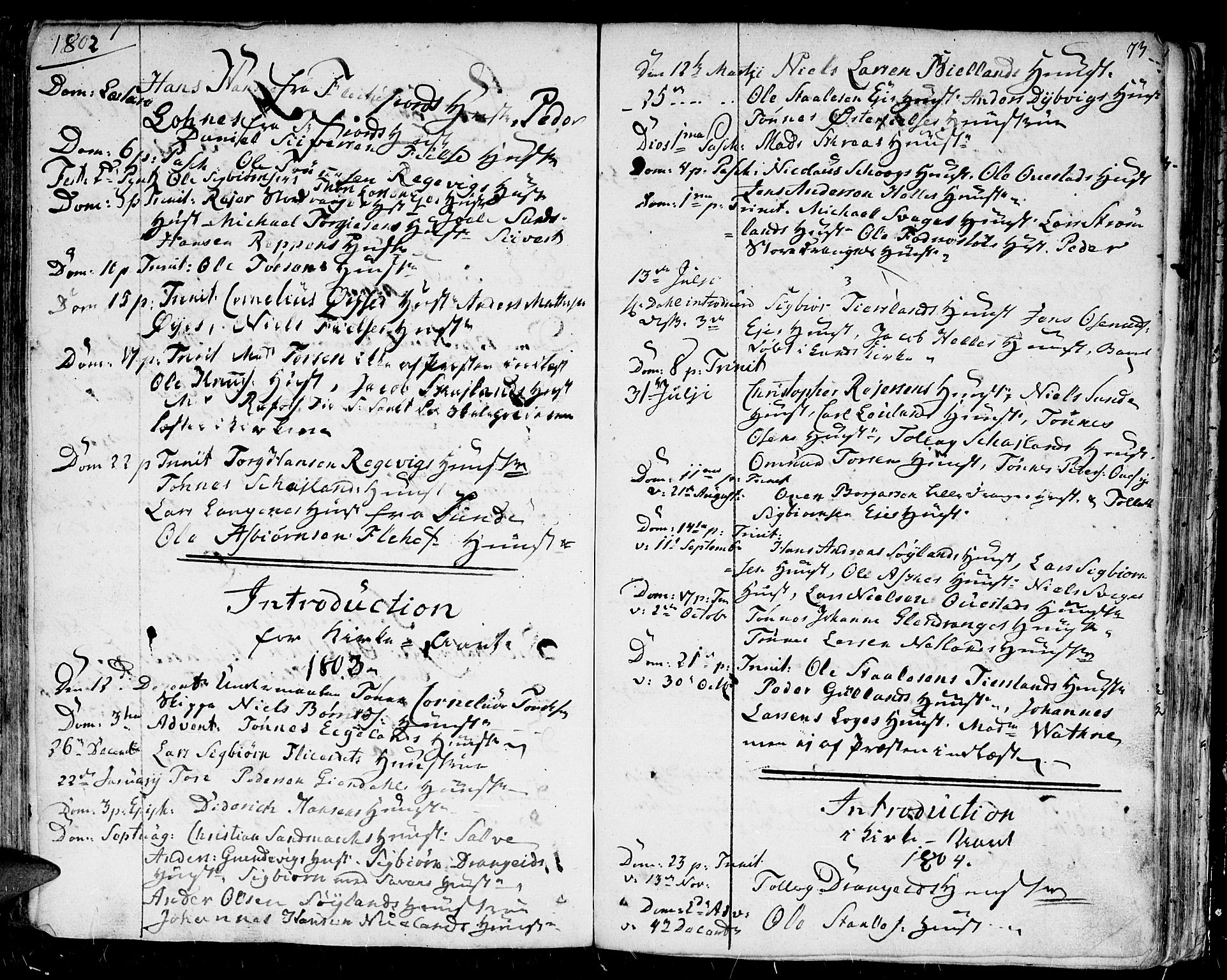 Flekkefjord sokneprestkontor, SAK/1111-0012/F/Fb/Fbc/L0002: Parish register (copy) no. B 2, 1801-1816, p. 73