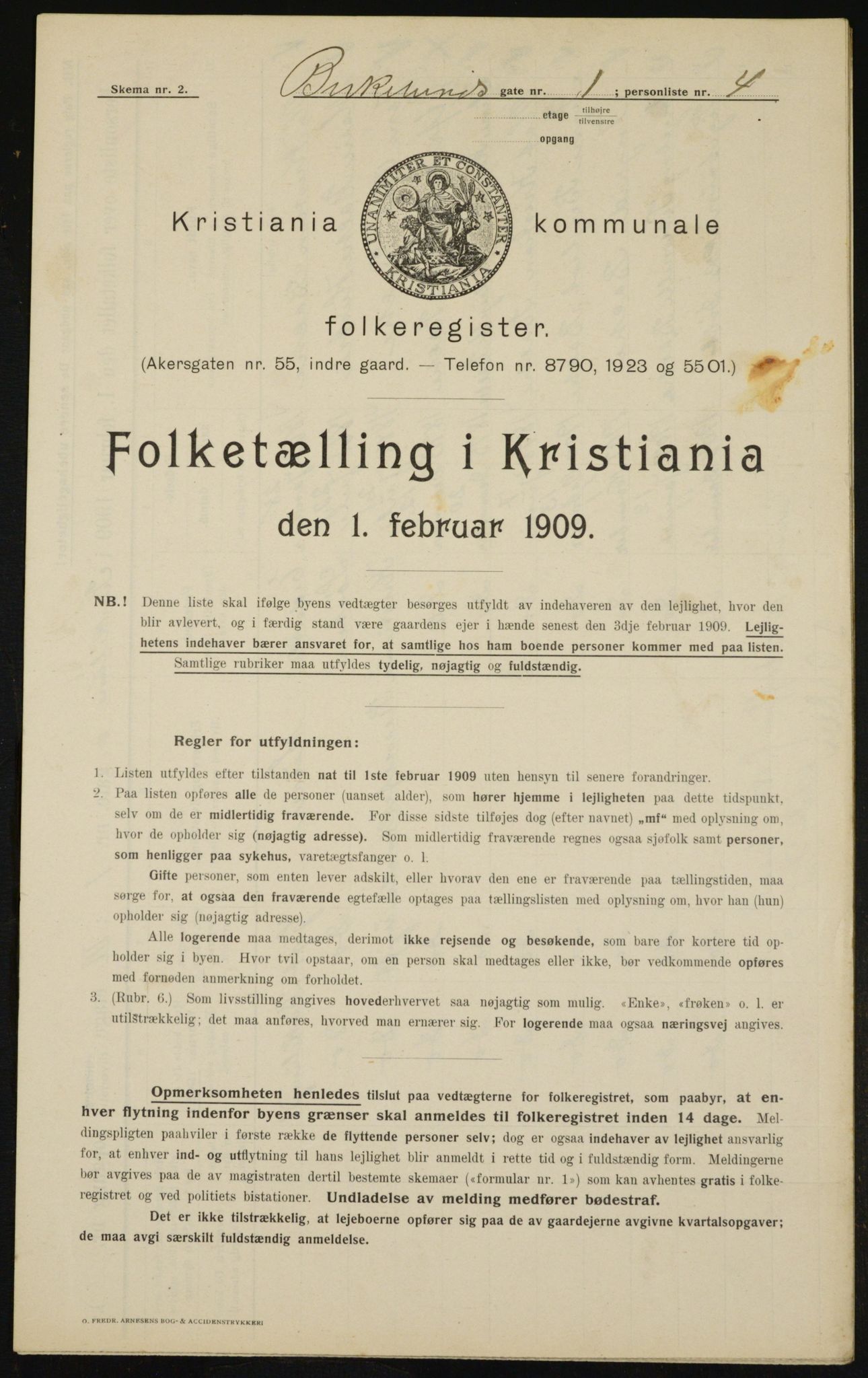 OBA, Municipal Census 1909 for Kristiania, 1909, p. 4939