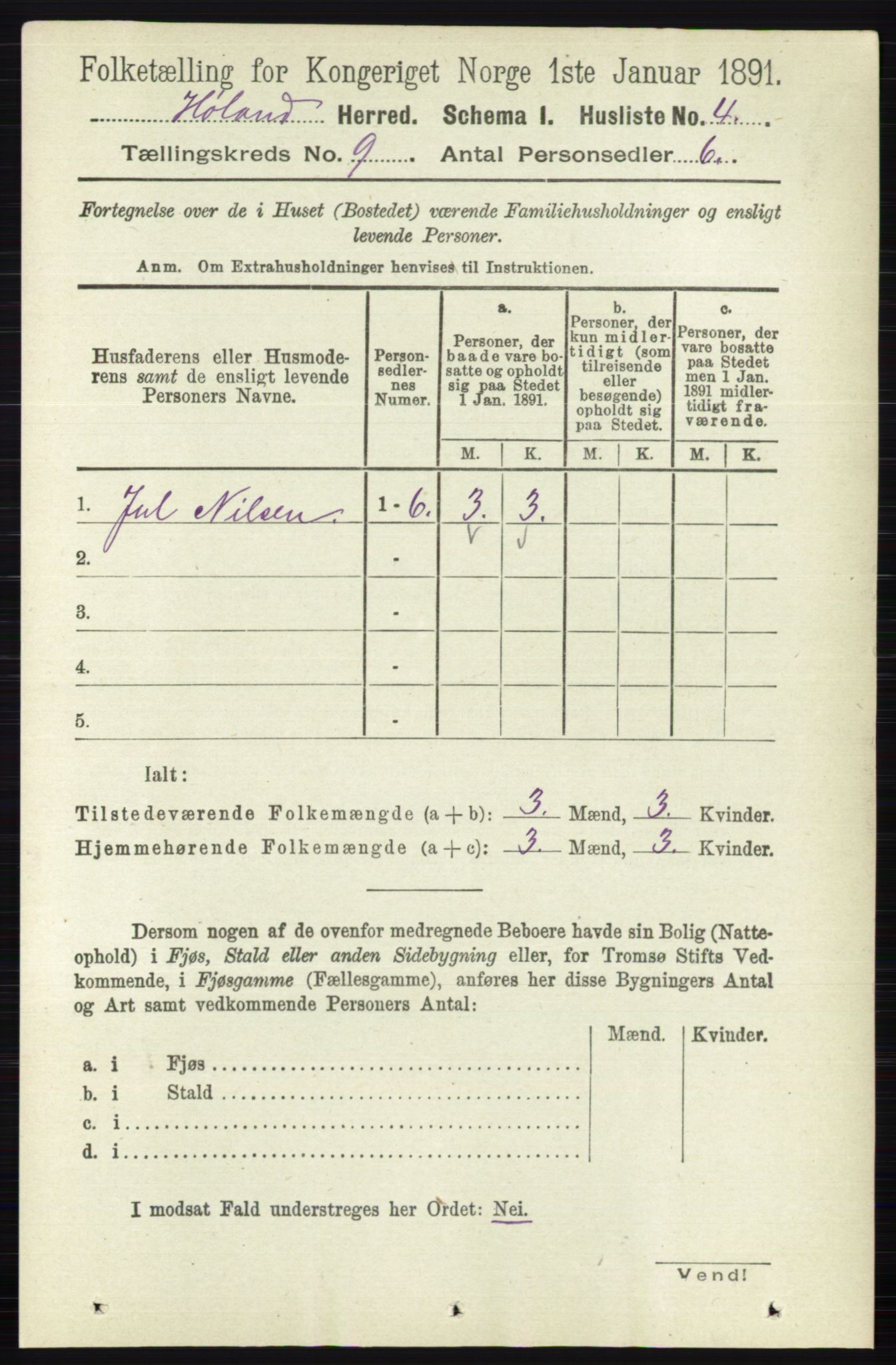 RA, 1891 census for 0221 Høland, 1891, p. 6093