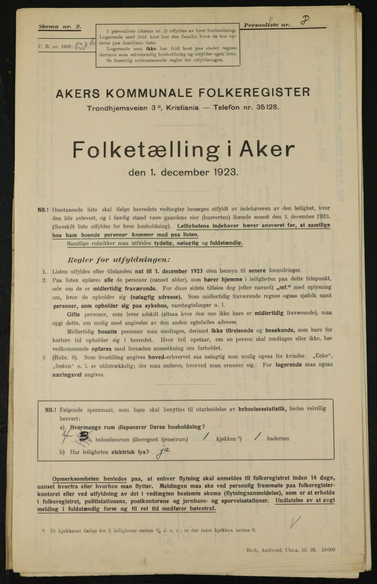 , Municipal Census 1923 for Aker, 1923, p. 12913