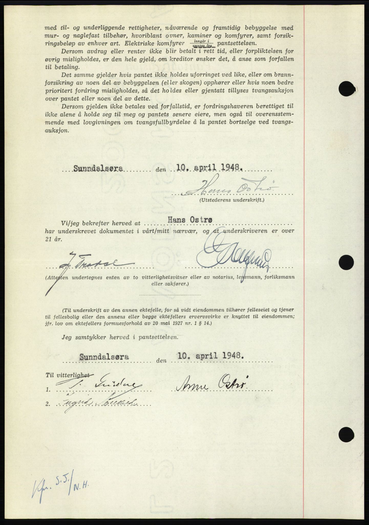 Nordmøre sorenskriveri, AV/SAT-A-4132/1/2/2Ca: Mortgage book no. B98, 1948-1948, Diary no: : 914/1948