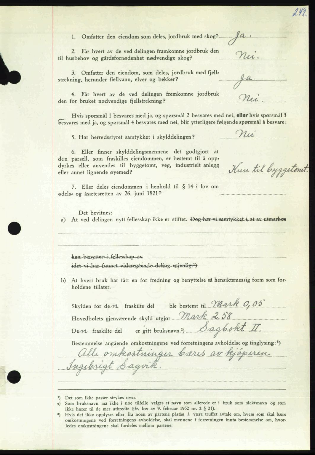 Nordmøre sorenskriveri, AV/SAT-A-4132/1/2/2Ca: Mortgage book no. A105, 1947-1947, Diary no: : 1466/1947