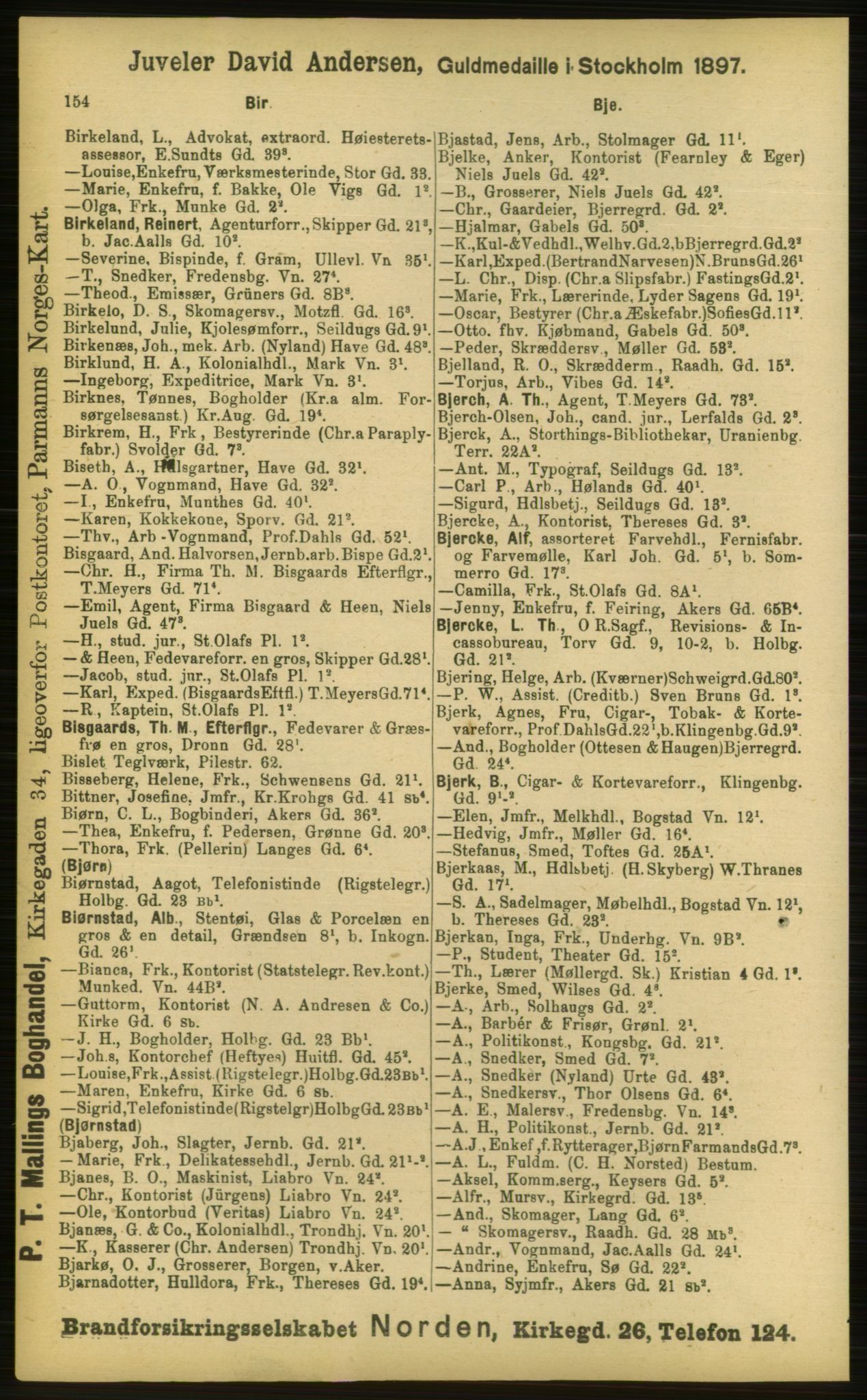 Kristiania/Oslo adressebok, PUBL/-, 1898, p. 154