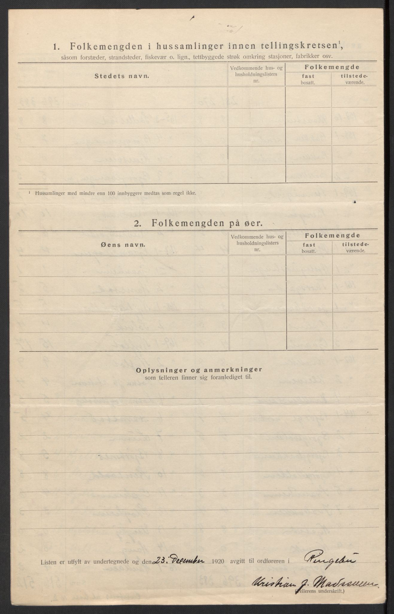 SAH, 1920 census for Ringebu, 1920, p. 40