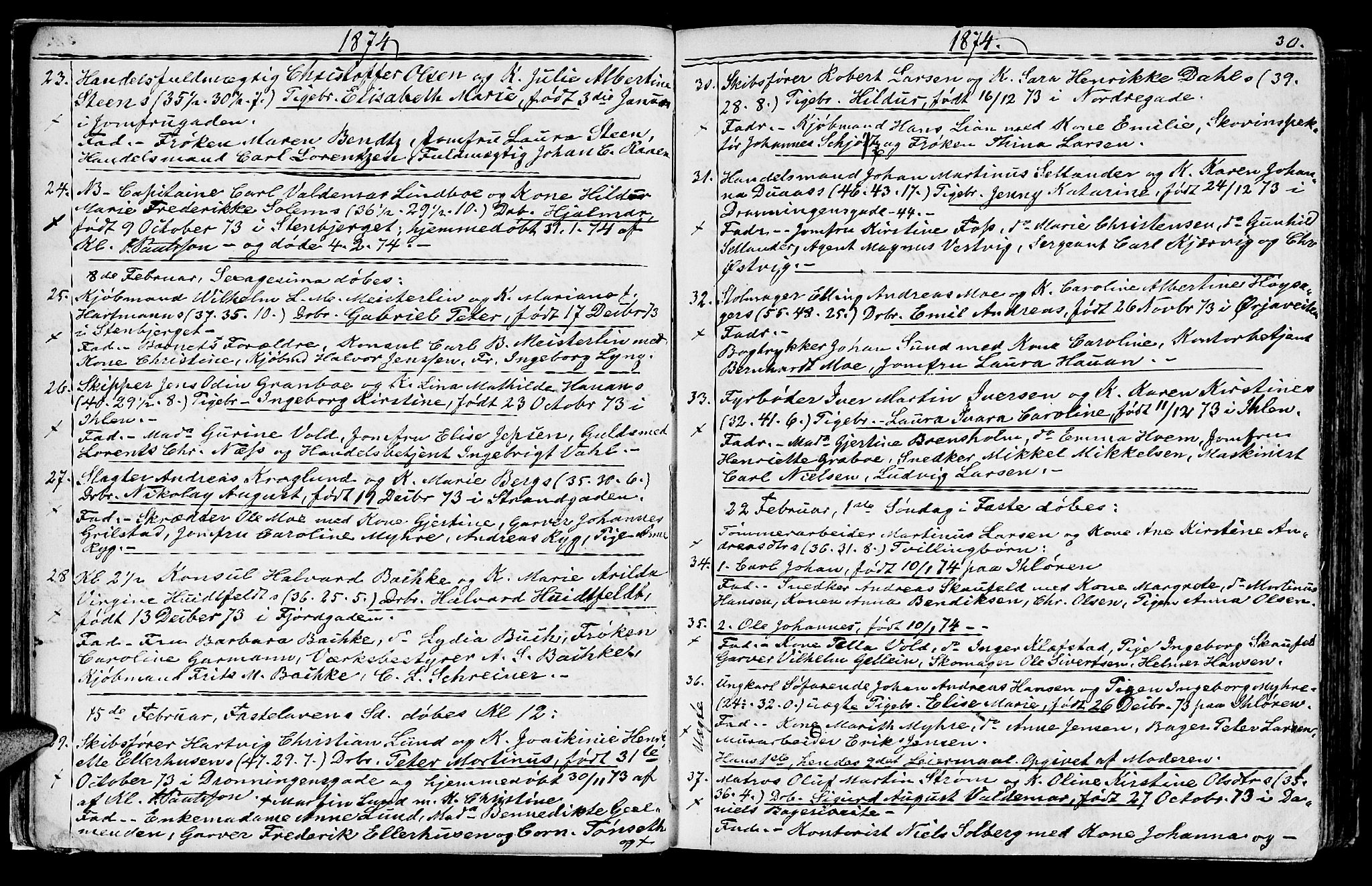 Ministerialprotokoller, klokkerbøker og fødselsregistre - Sør-Trøndelag, SAT/A-1456/602/L0142: Parish register (copy) no. 602C10, 1872-1894, p. 30