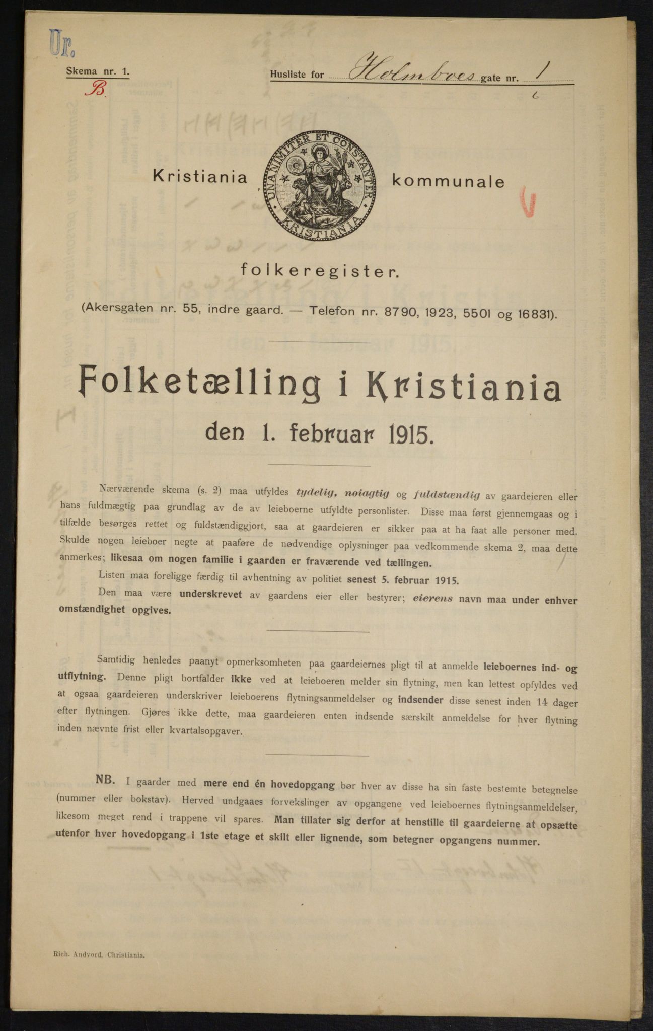 OBA, Municipal Census 1915 for Kristiania, 1915, p. 40356