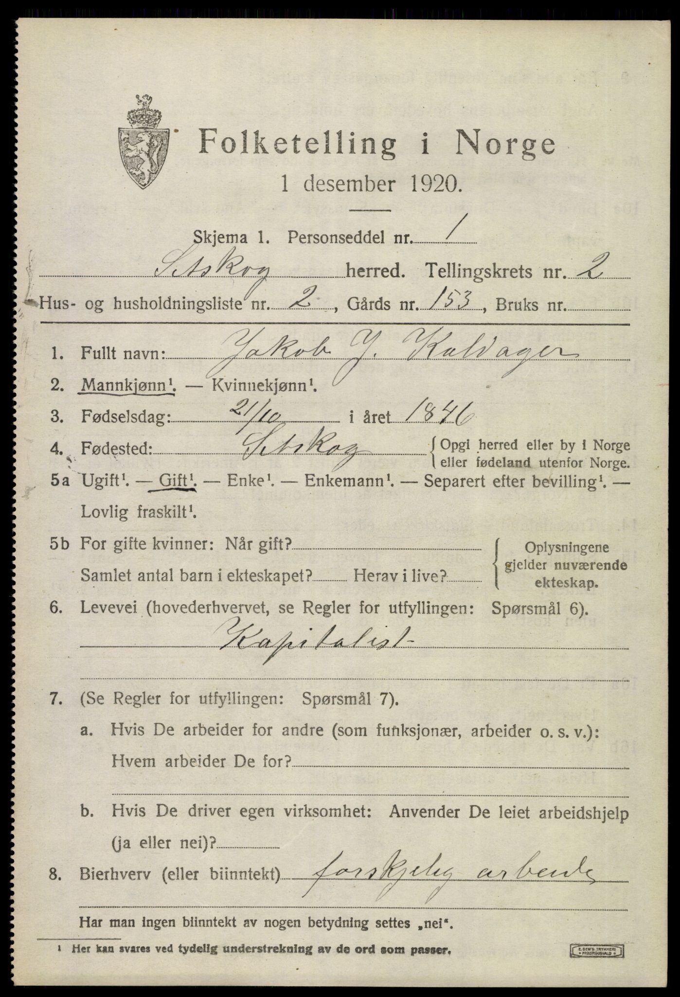 SAO, 1920 census for Setskog, 1920, p. 934