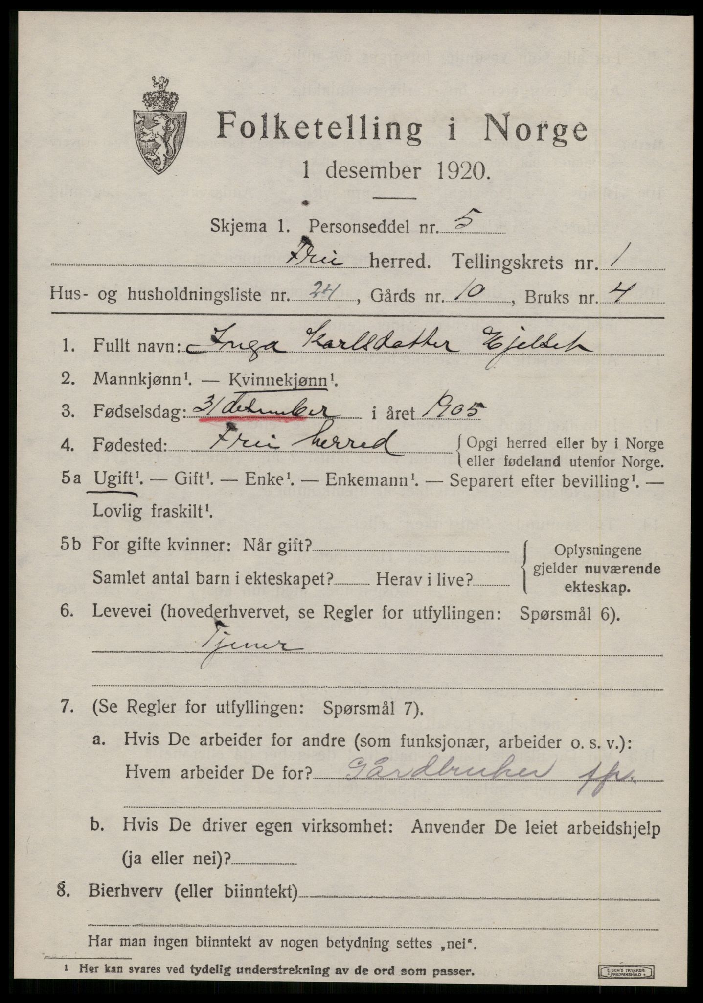 SAT, 1920 census for Frei, 1920, p. 759