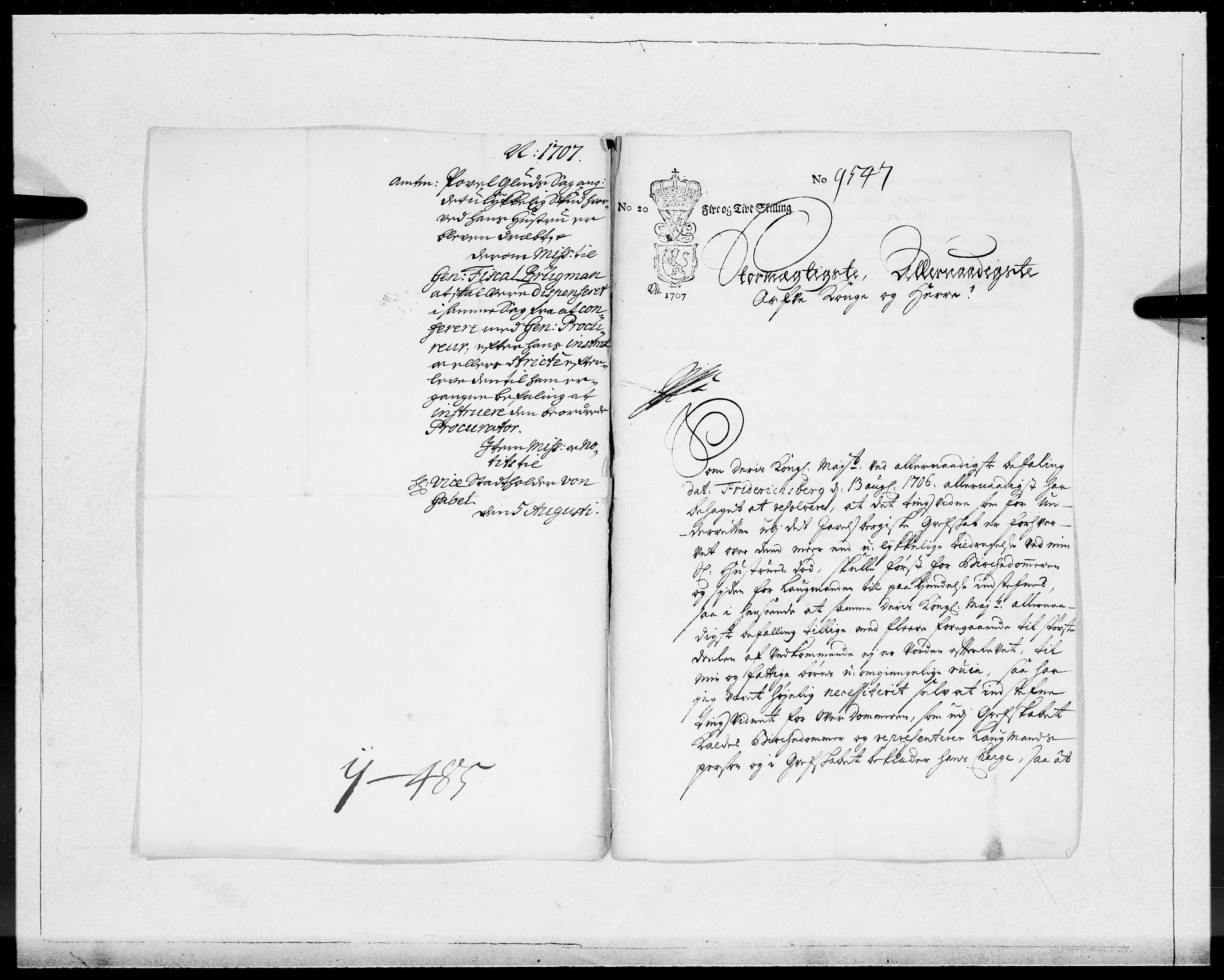 Danske Kanselli 1572-1799, AV/RA-EA-3023/F/Fc/Fcc/Fcca/L0064: Norske innlegg 1572-1799, 1707, p. 33