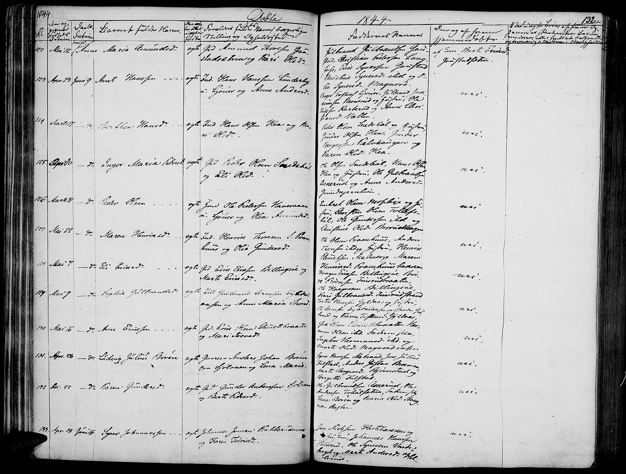 Vinger prestekontor, SAH/PREST-024/H/Ha/Haa/L0008: Parish register (official) no. 8, 1839-1847, p. 132