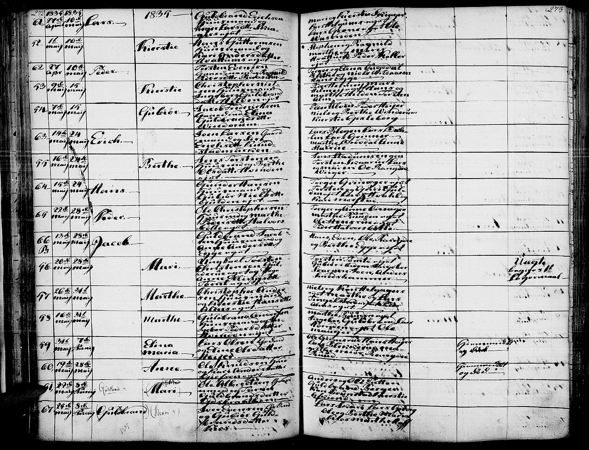 Gran prestekontor, SAH/PREST-112/H/Ha/Haa/L0010: Parish register (official) no. 10, 1824-1842, p. 272-273