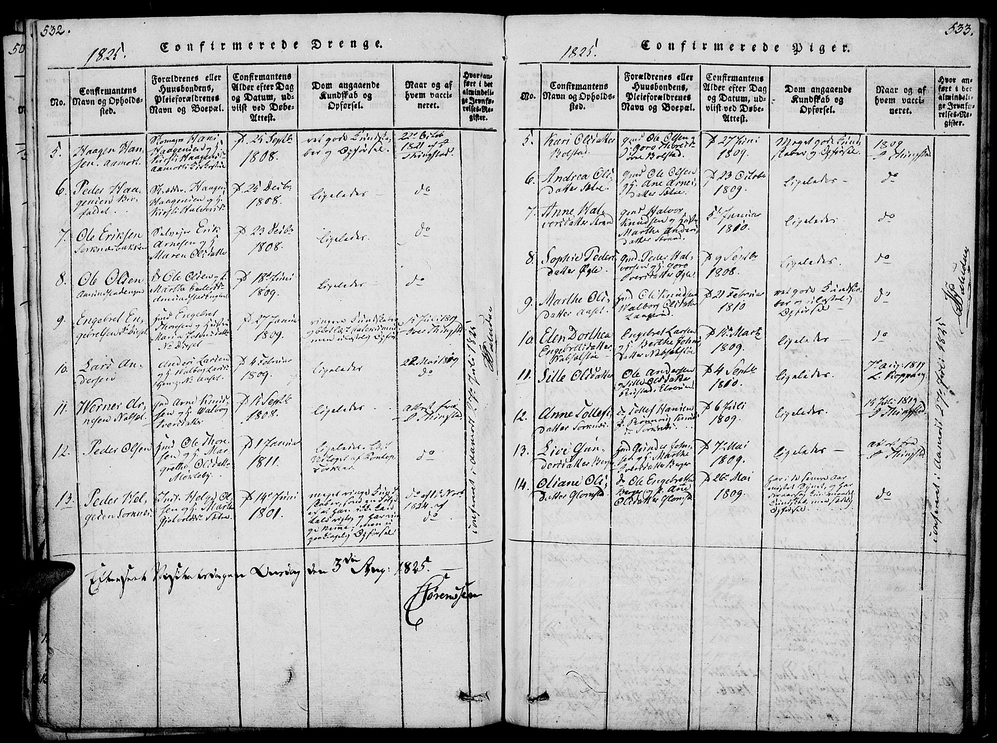 Åmot prestekontor, Hedmark, AV/SAH-PREST-056/H/Ha/Haa/L0005: Parish register (official) no. 5, 1815-1841, p. 532-533