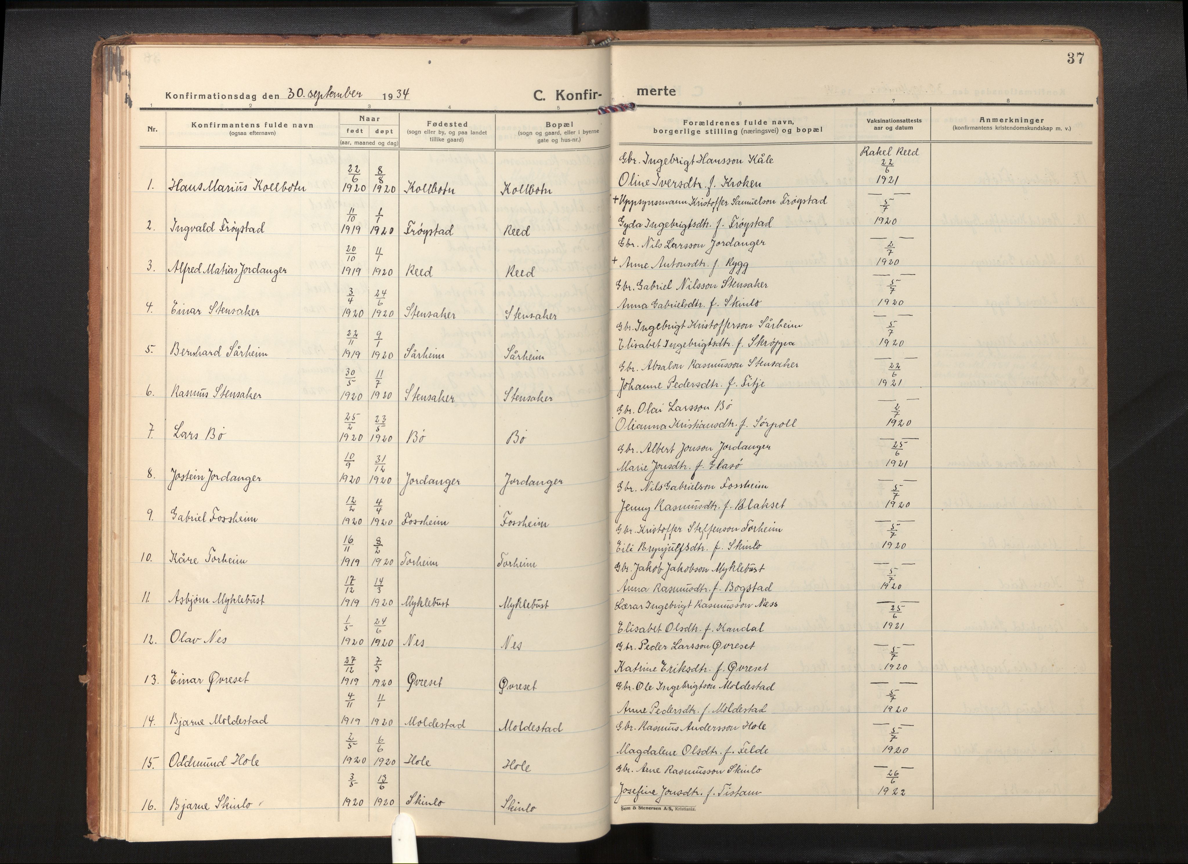 Gloppen sokneprestembete, SAB/A-80101/H/Hac/L0005: Curate's parish register no. A 5, 1923-1941, p. 36b-37a