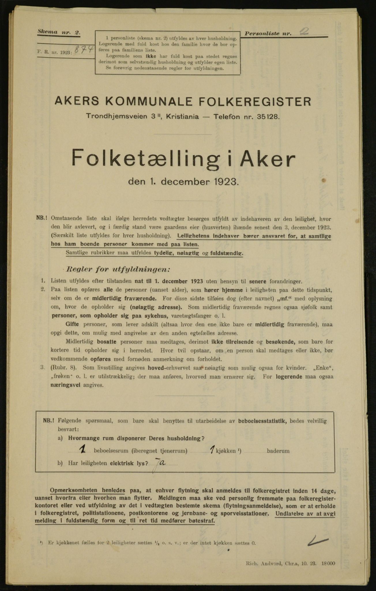 , Municipal Census 1923 for Aker, 1923, p. 28165