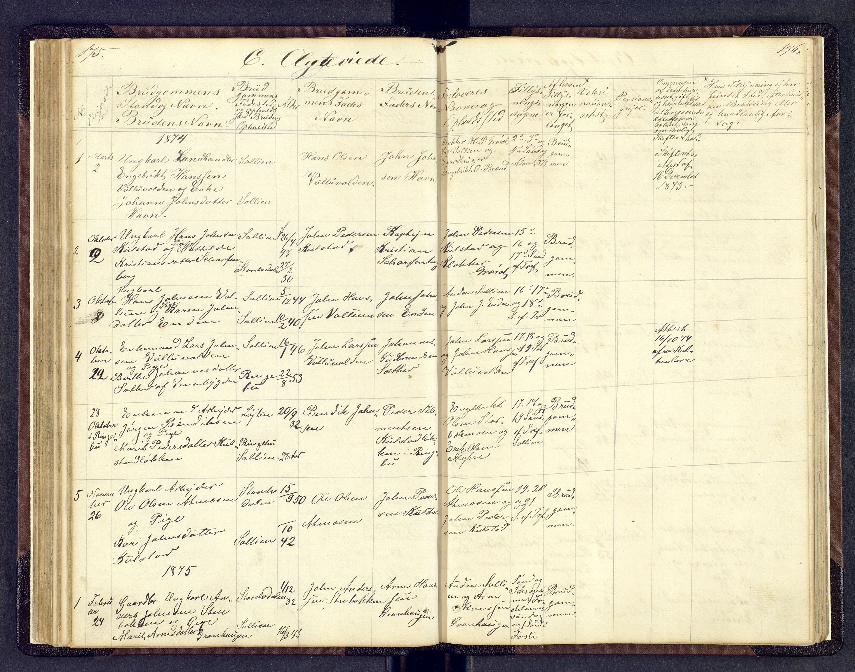 Sollia prestekontor, AV/SAH-PREST-050/H/Ha/Hab/L0001: Parish register (copy) no. 1, 1862-1879, p. 175-176