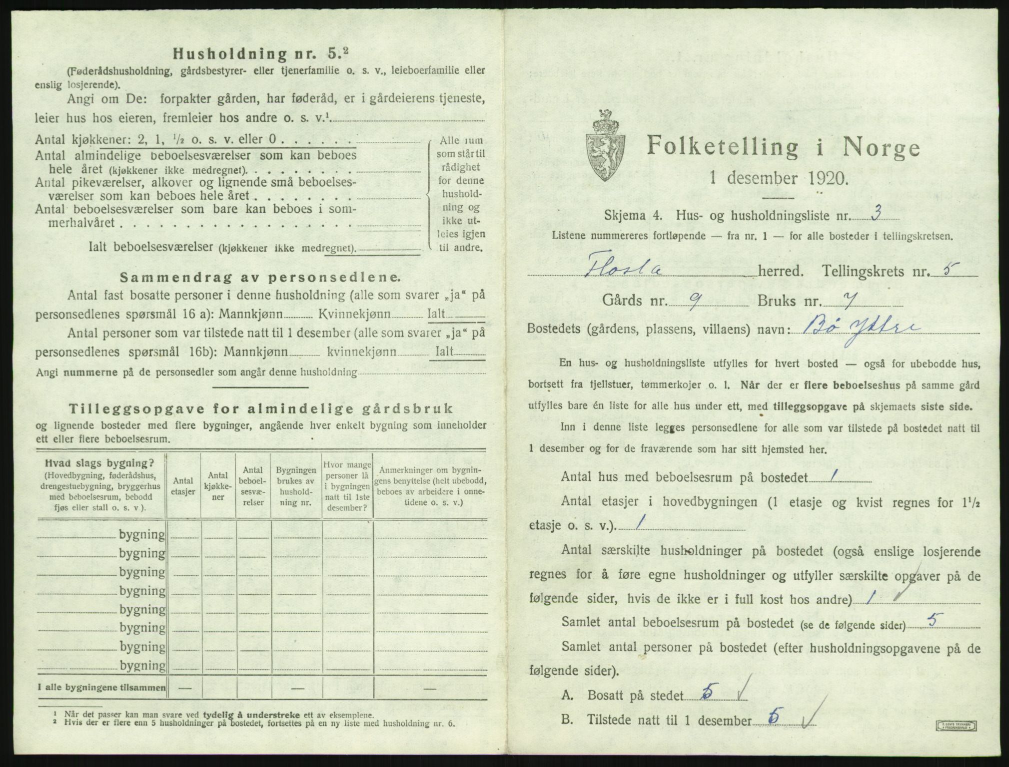 SAK, 1920 census for Flosta, 1920, p. 546