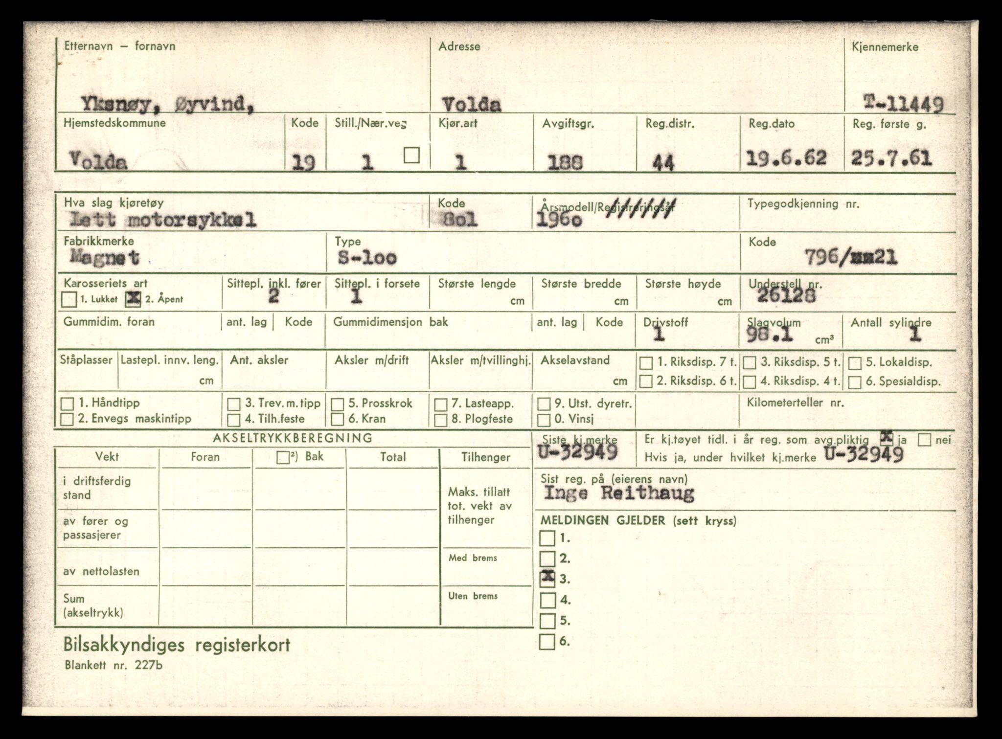 Møre og Romsdal vegkontor - Ålesund trafikkstasjon, SAT/A-4099/F/Fe/L0029: Registreringskort for kjøretøy T 11430 - T 11619, 1927-1998, p. 395
