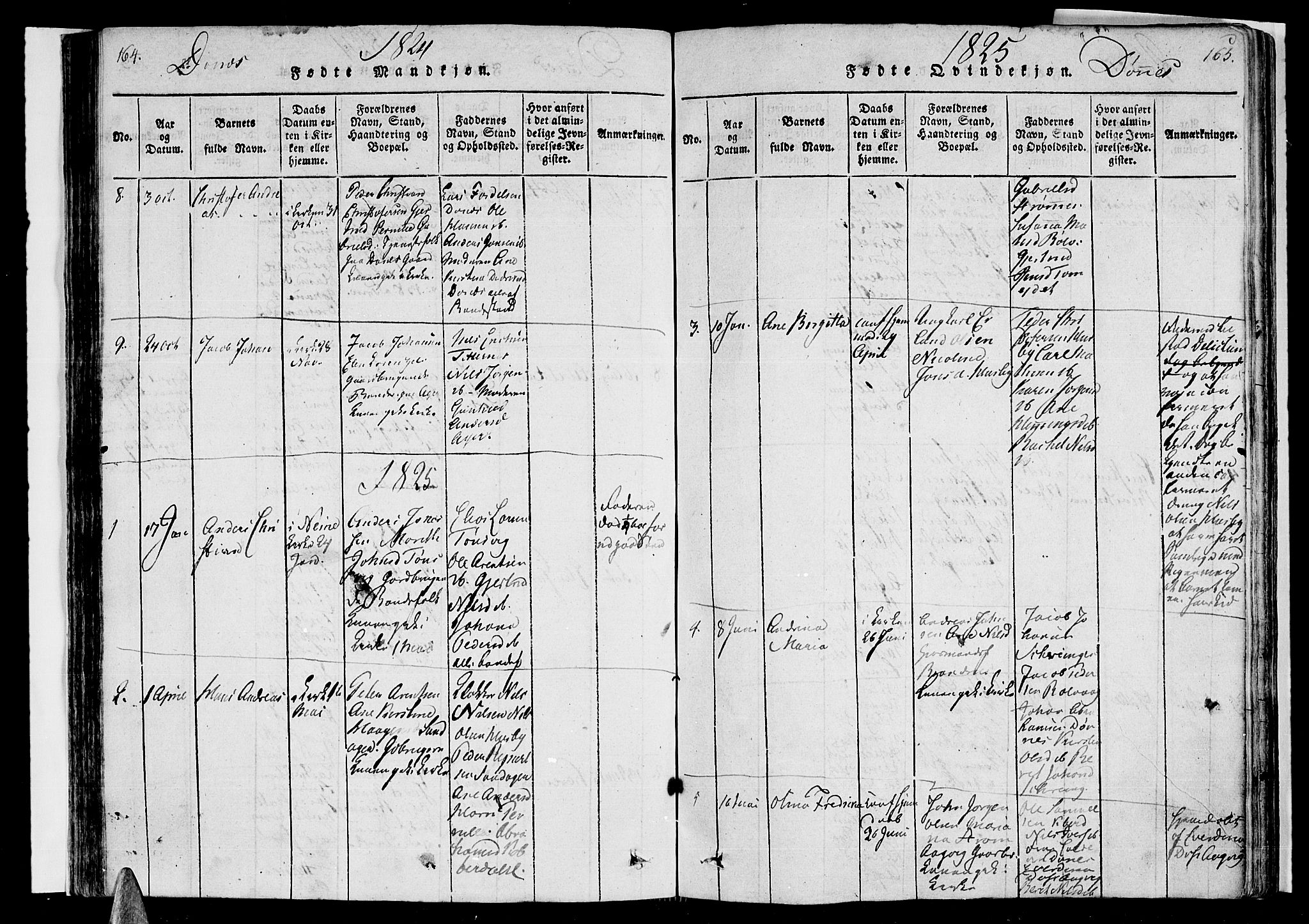 Ministerialprotokoller, klokkerbøker og fødselsregistre - Nordland, AV/SAT-A-1459/838/L0547: Parish register (official) no. 838A05 /2, 1820-1828, p. 164-165