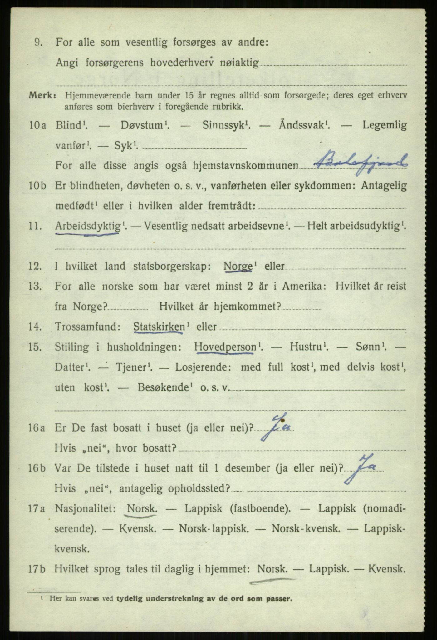 SATØ, 1920 census for Balsfjord, 1920, p. 7607