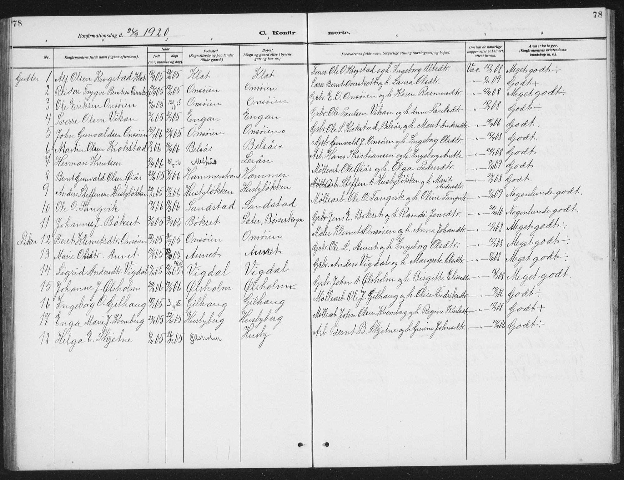 Ministerialprotokoller, klokkerbøker og fødselsregistre - Sør-Trøndelag, SAT/A-1456/666/L0791: Parish register (copy) no. 666C04, 1909-1939, p. 78