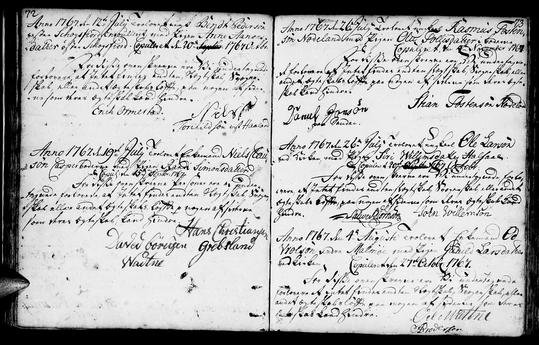 Mandal sokneprestkontor, AV/SAK-1111-0030/F/Fa/Faa/L0006: Parish register (official) no. A 6, 1755-1783, p. 72-73