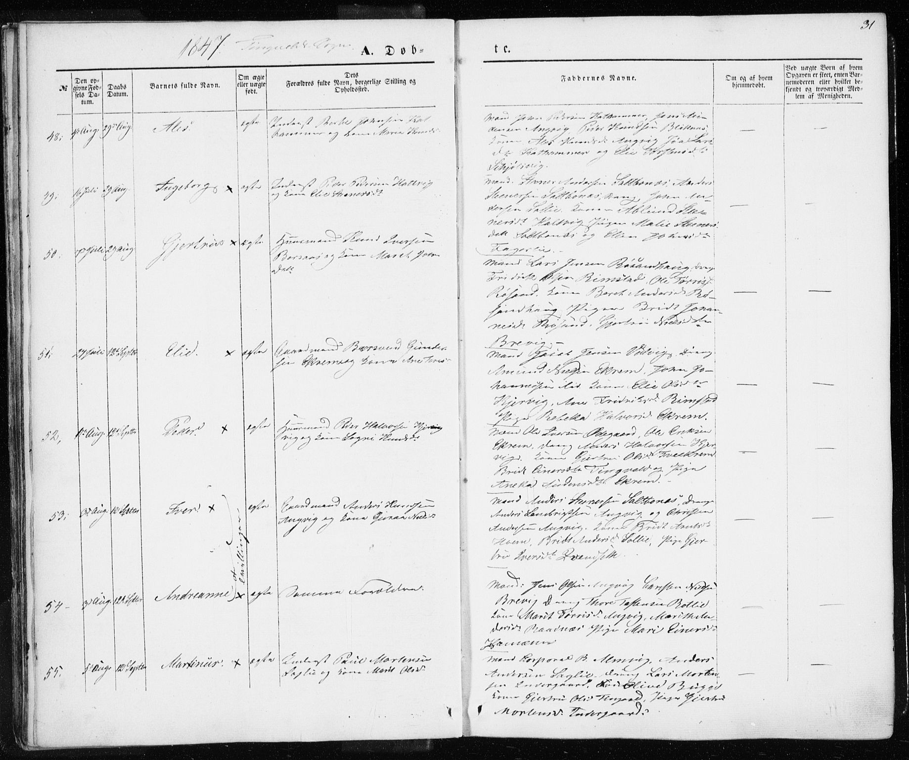 Ministerialprotokoller, klokkerbøker og fødselsregistre - Møre og Romsdal, AV/SAT-A-1454/586/L0984: Parish register (official) no. 586A10, 1844-1856, p. 31