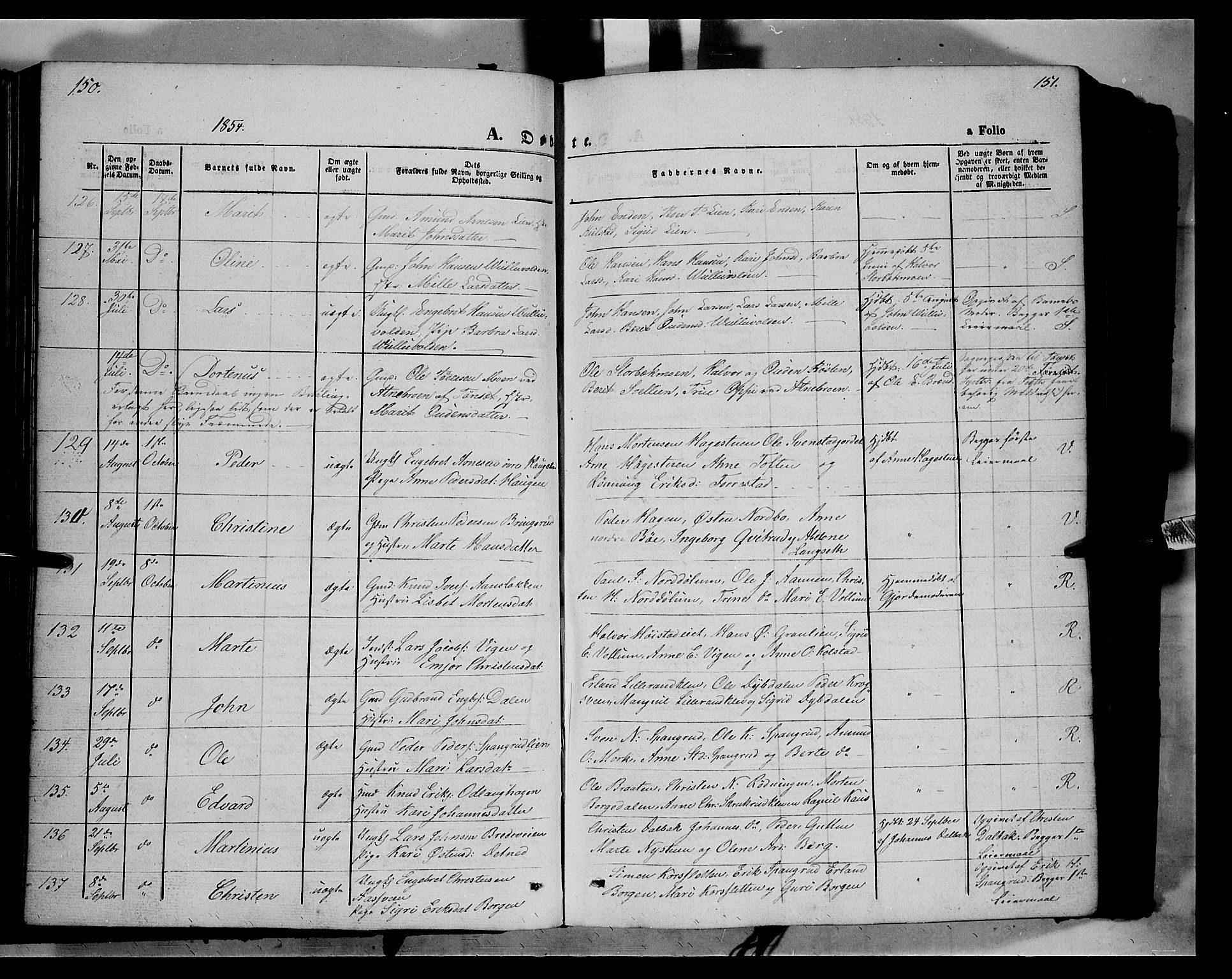 Ringebu prestekontor, AV/SAH-PREST-082/H/Ha/Haa/L0006: Parish register (official) no. 6, 1848-1859, p. 150-151