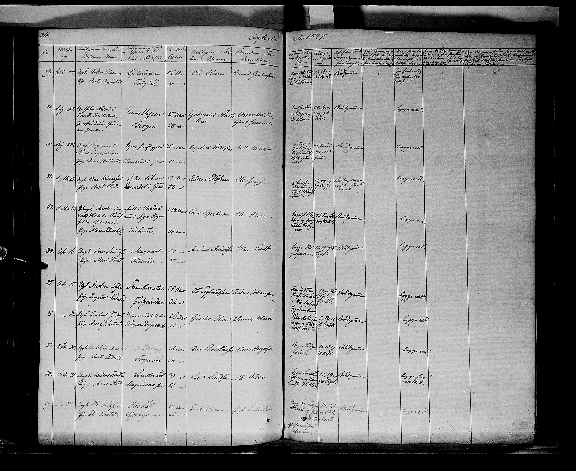 Vinger prestekontor, SAH/PREST-024/H/Ha/Haa/L0009: Parish register (official) no. 9, 1847-1855, p. 311