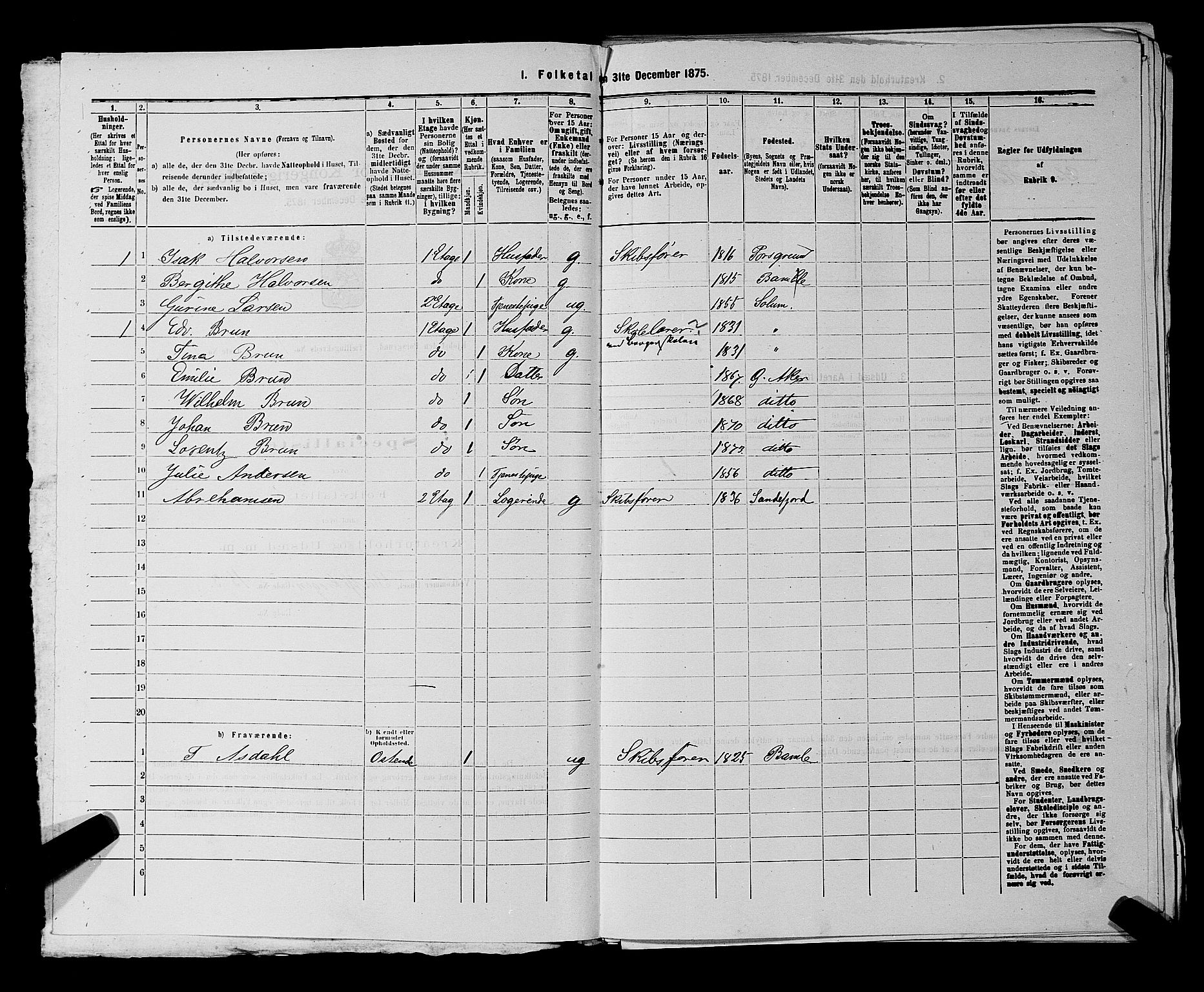 SAKO, 1875 census for 0805P Porsgrunn, 1875, p. 569