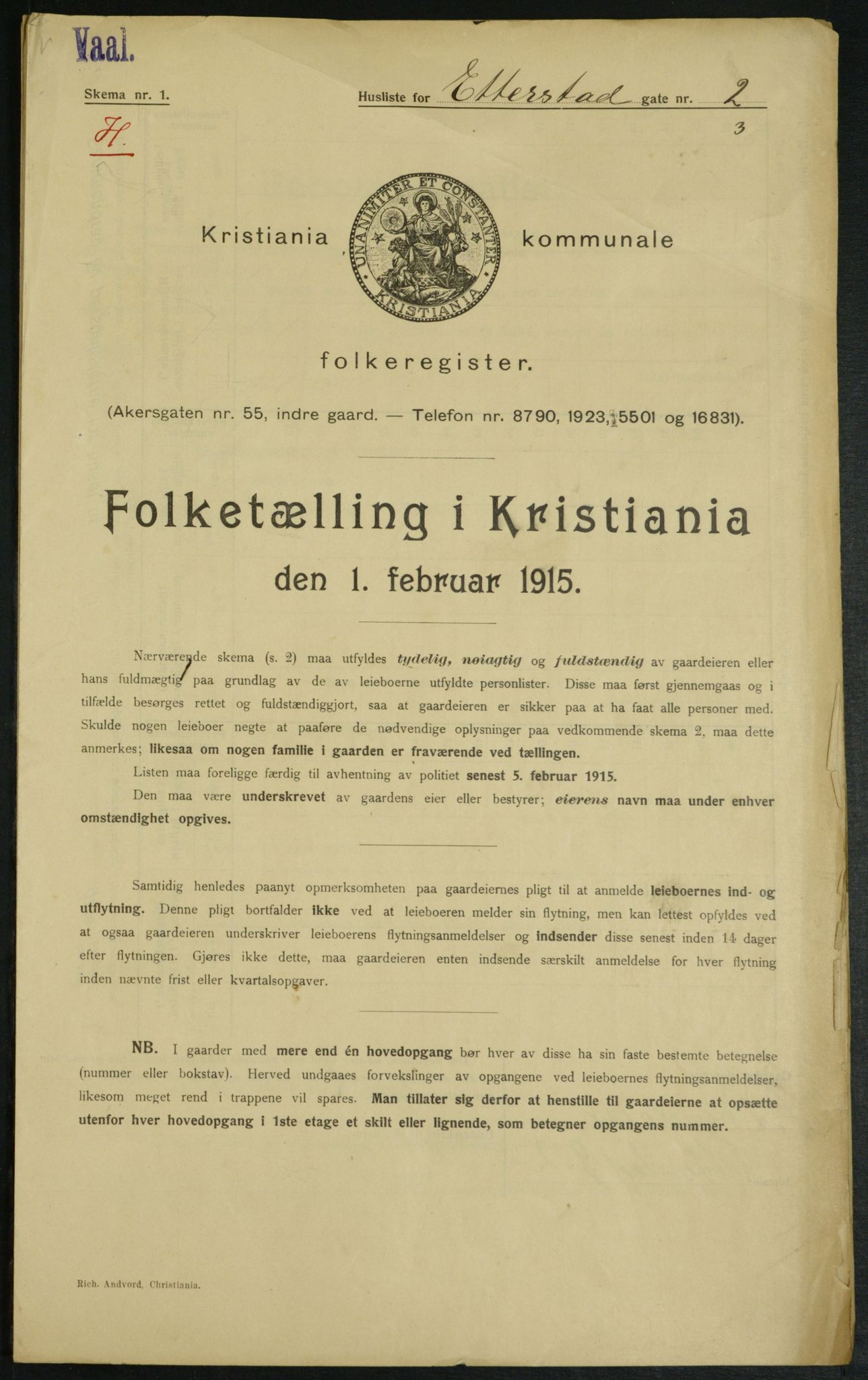 OBA, Municipal Census 1915 for Kristiania, 1915, p. 21908