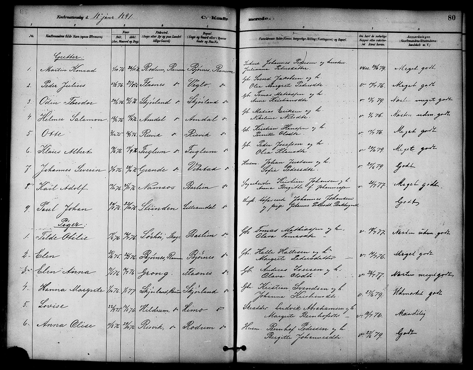Ministerialprotokoller, klokkerbøker og fødselsregistre - Nord-Trøndelag, SAT/A-1458/764/L0555: Parish register (official) no. 764A10, 1881-1896, p. 80