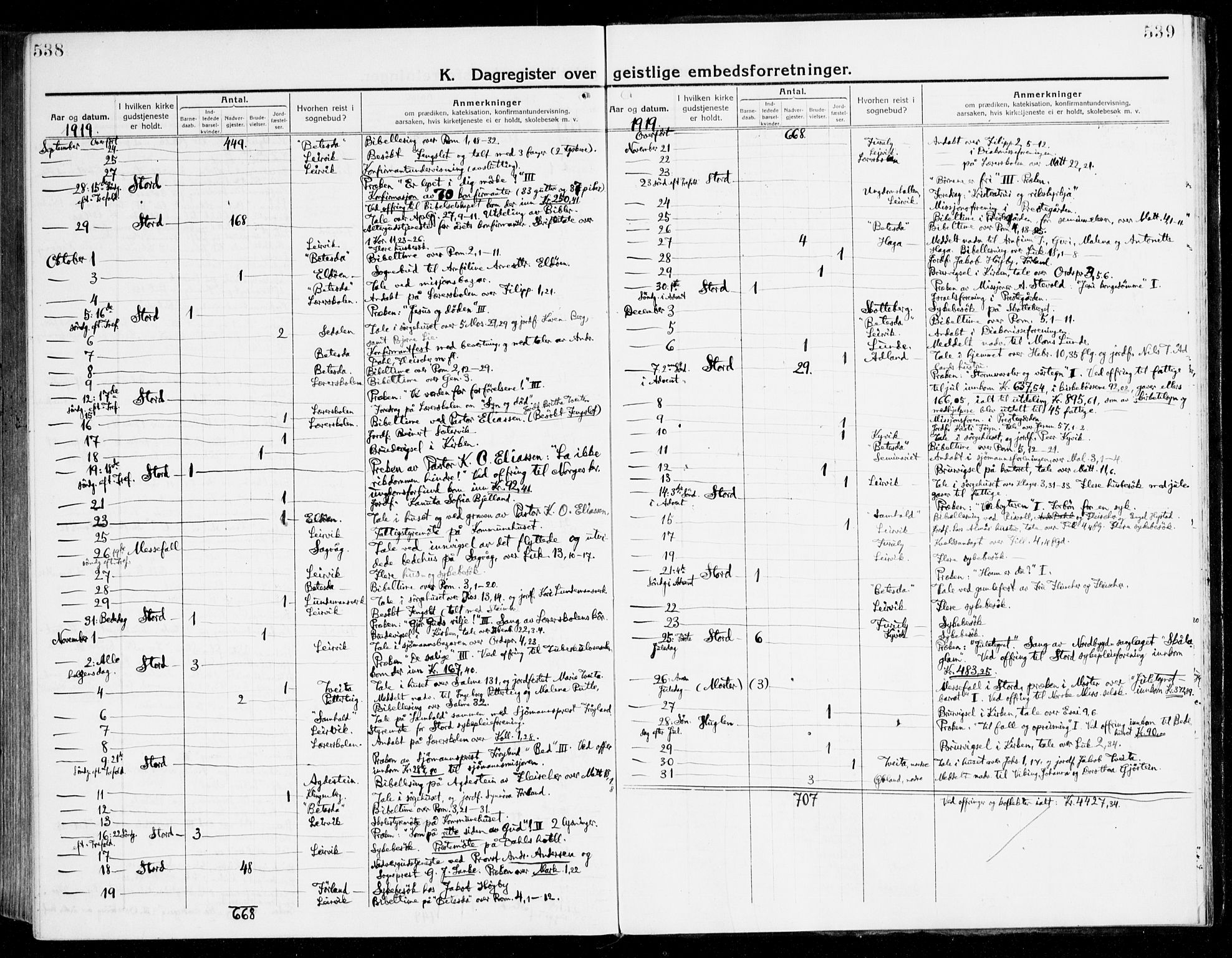 Stord sokneprestembete, AV/SAB-A-78201/H/Haa: Parish register (official) no. B 3, 1913-1925, p. 538-539