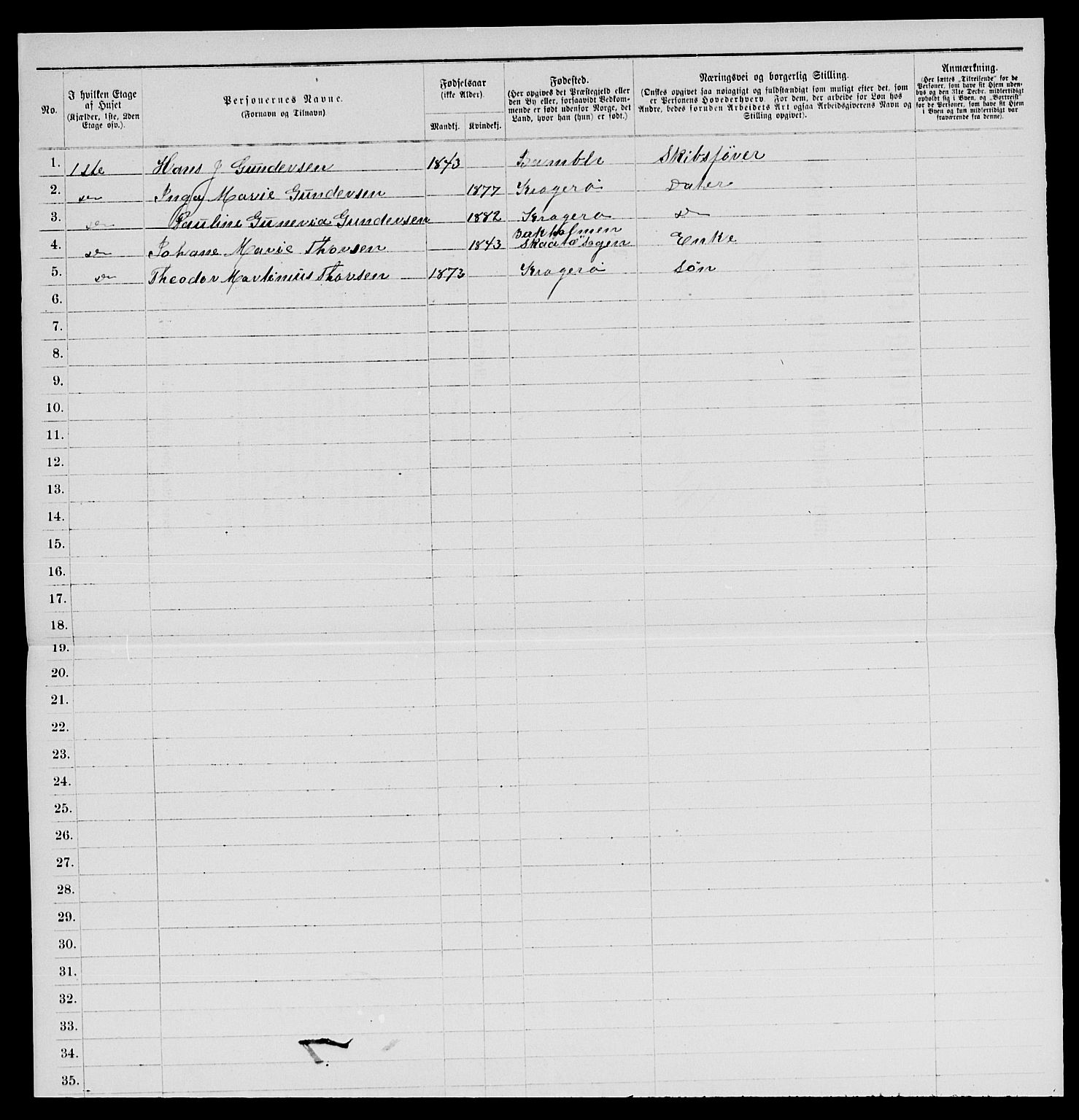 SAKO, 1885 census for 0801 Kragerø, 1885, p. 77