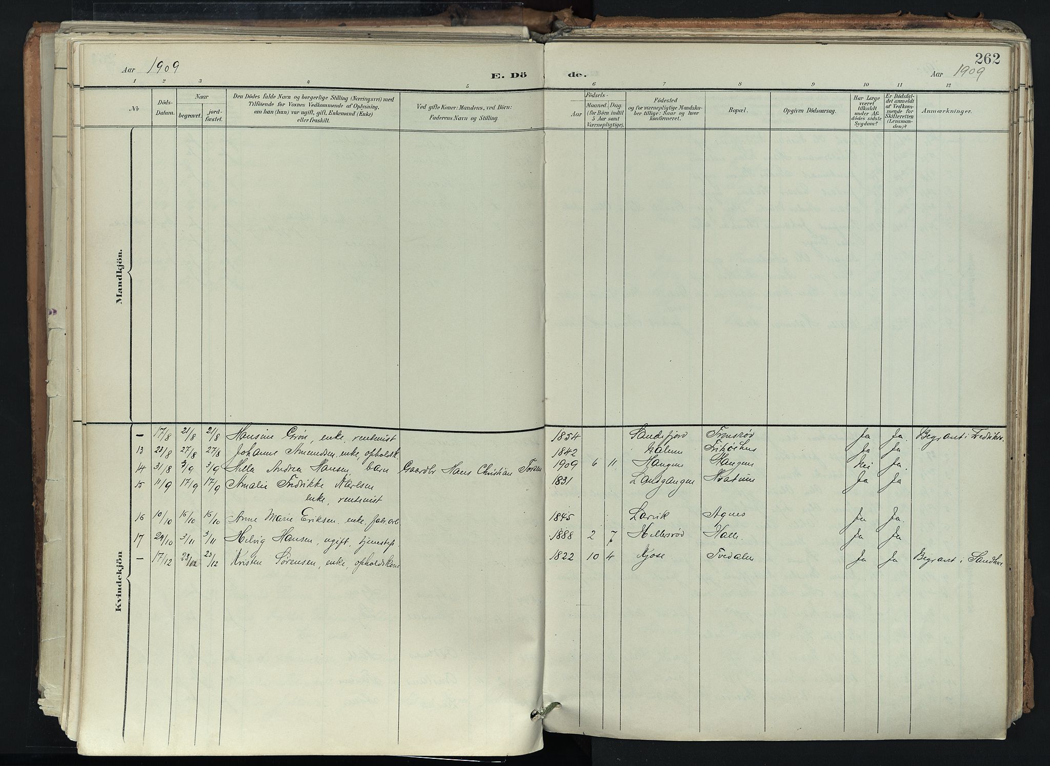 Brunlanes kirkebøker, SAKO/A-342/F/Fc/L0003: Parish register (official) no. III 3, 1900-1922, p. 262