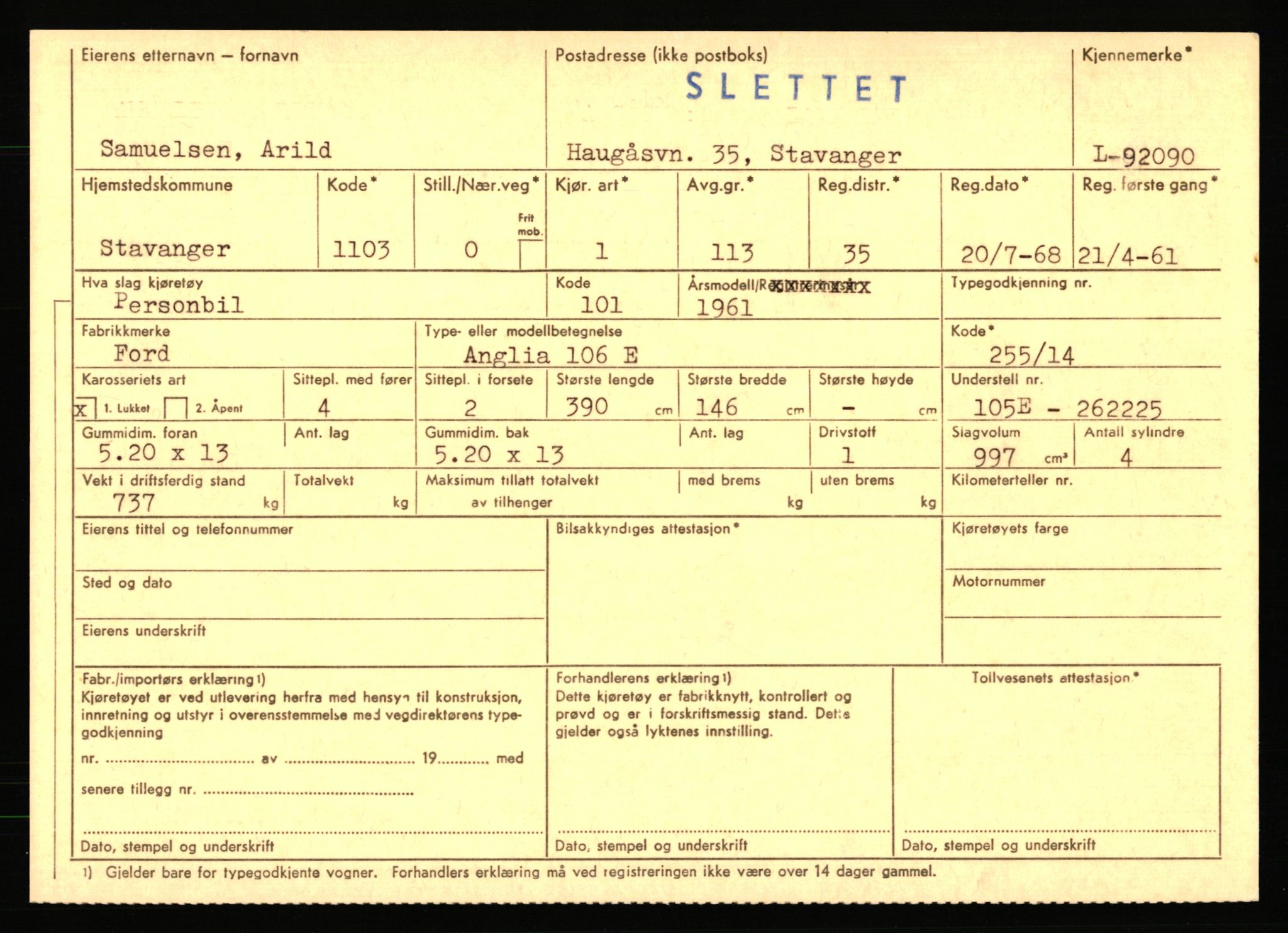 Stavanger trafikkstasjon, AV/SAST-A-101942/0/F/L0075: L-88800 - L-92499, 1930-1971, p. 2148