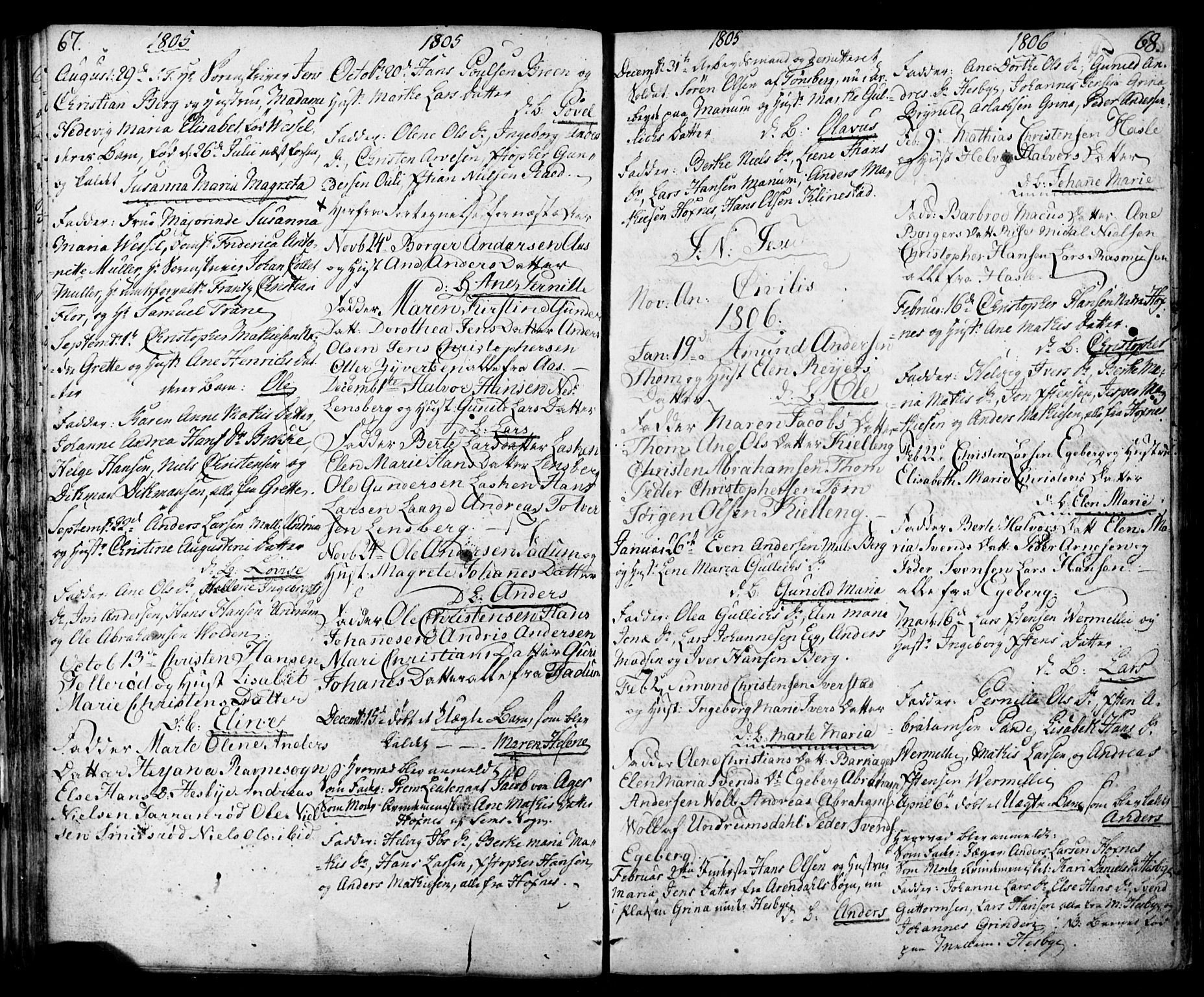 Sem kirkebøker, AV/SAKO-A-5/F/Fa/L0003: Parish register (official) no. I 3, 1799-1814, p. 67-68