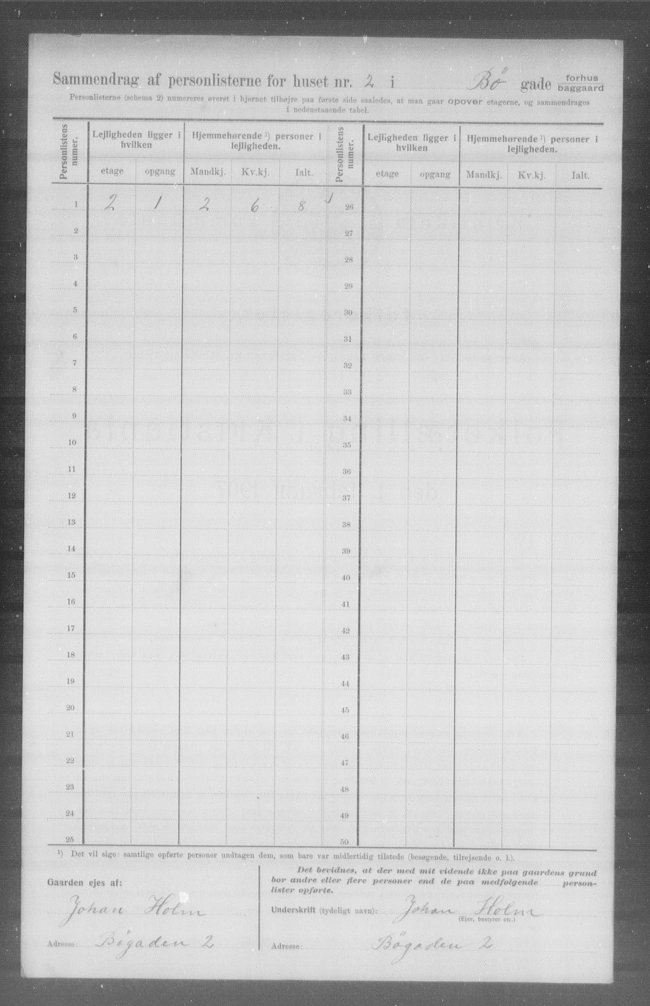 OBA, Municipal Census 1907 for Kristiania, 1907, p. 5707