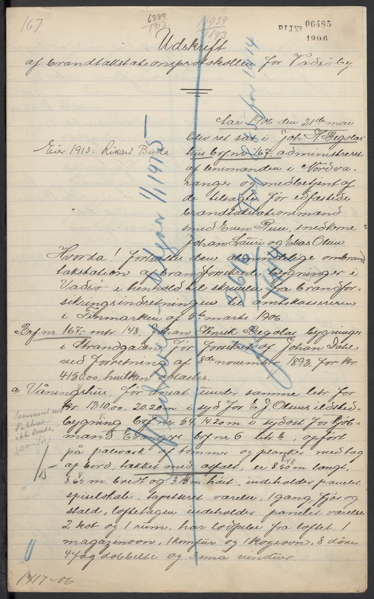 Norges Brannkasse, AV/RA-S-1549/E/Eu/L0011: Branntakster for Vadsø by, 1868-1934, p. 14